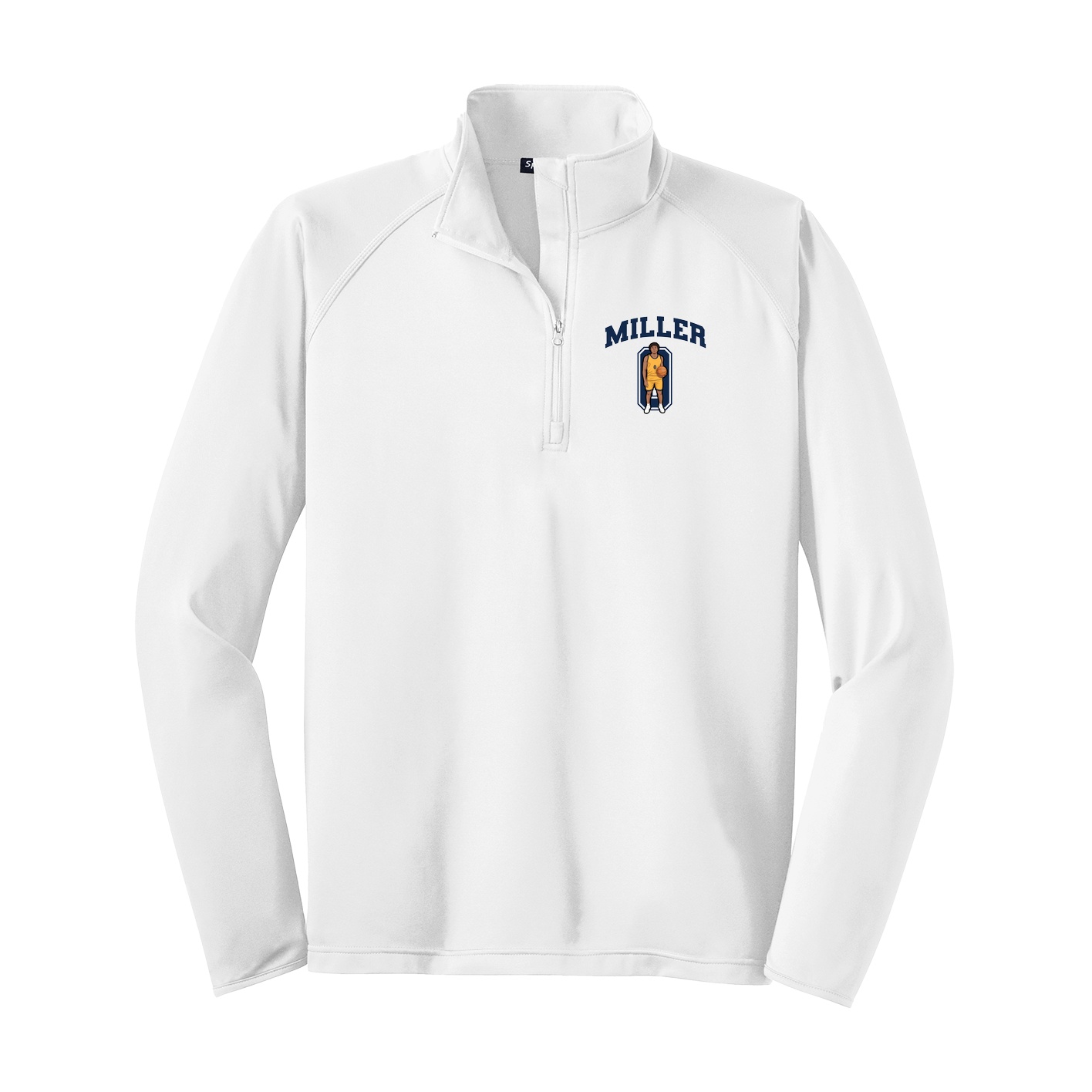 Q-Zip Pullover — Number in White