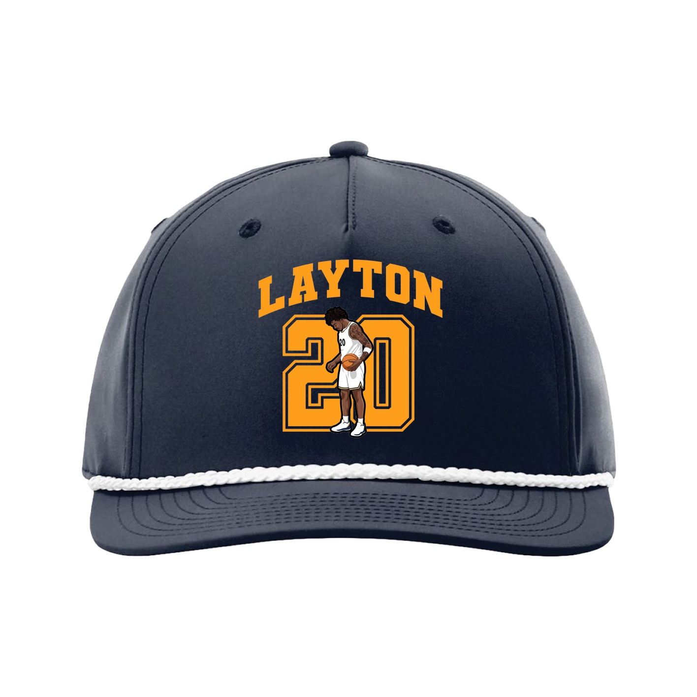 Five-Panel Classic Rope Cap — Number in Navy