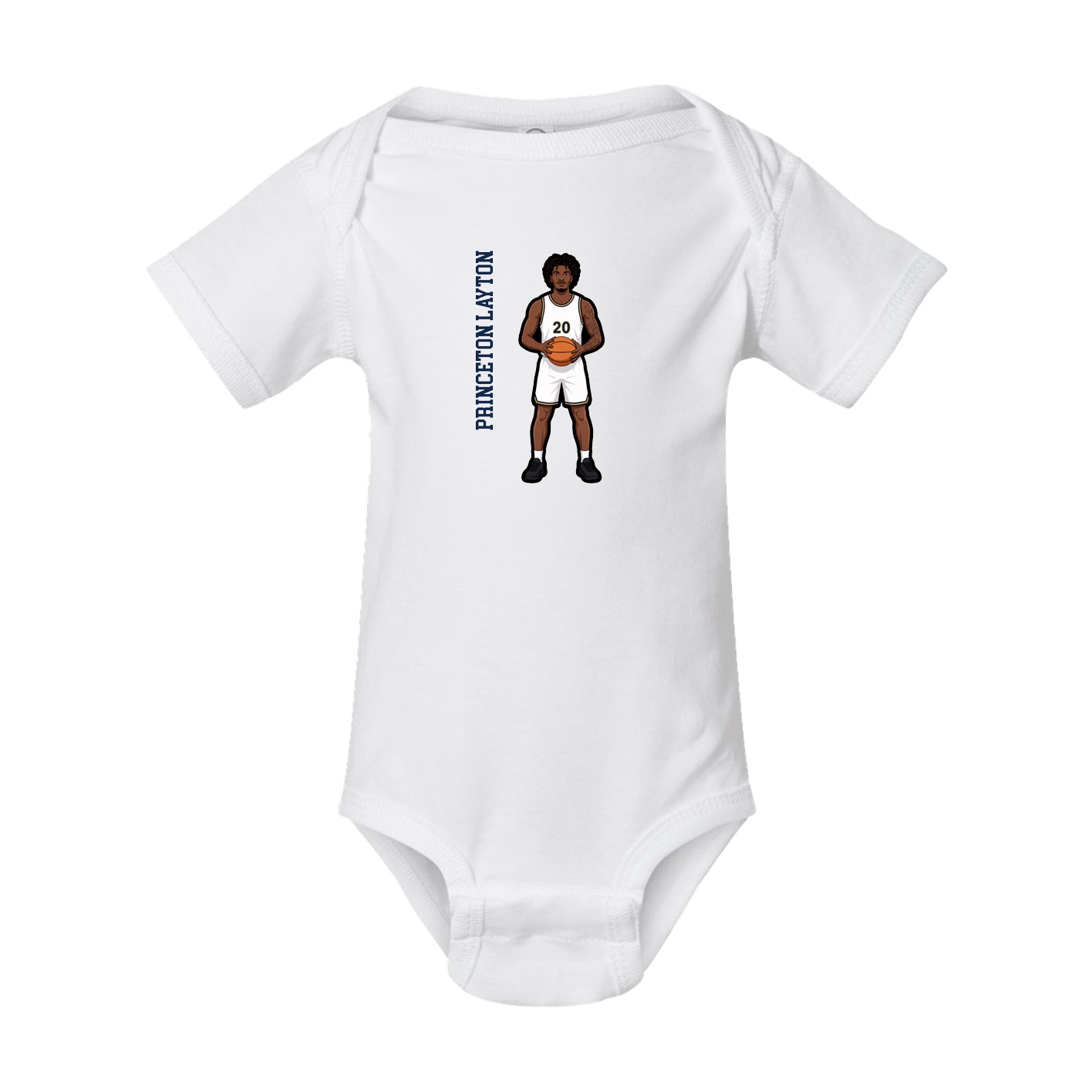 Baby Onesie — Name Vertical in White