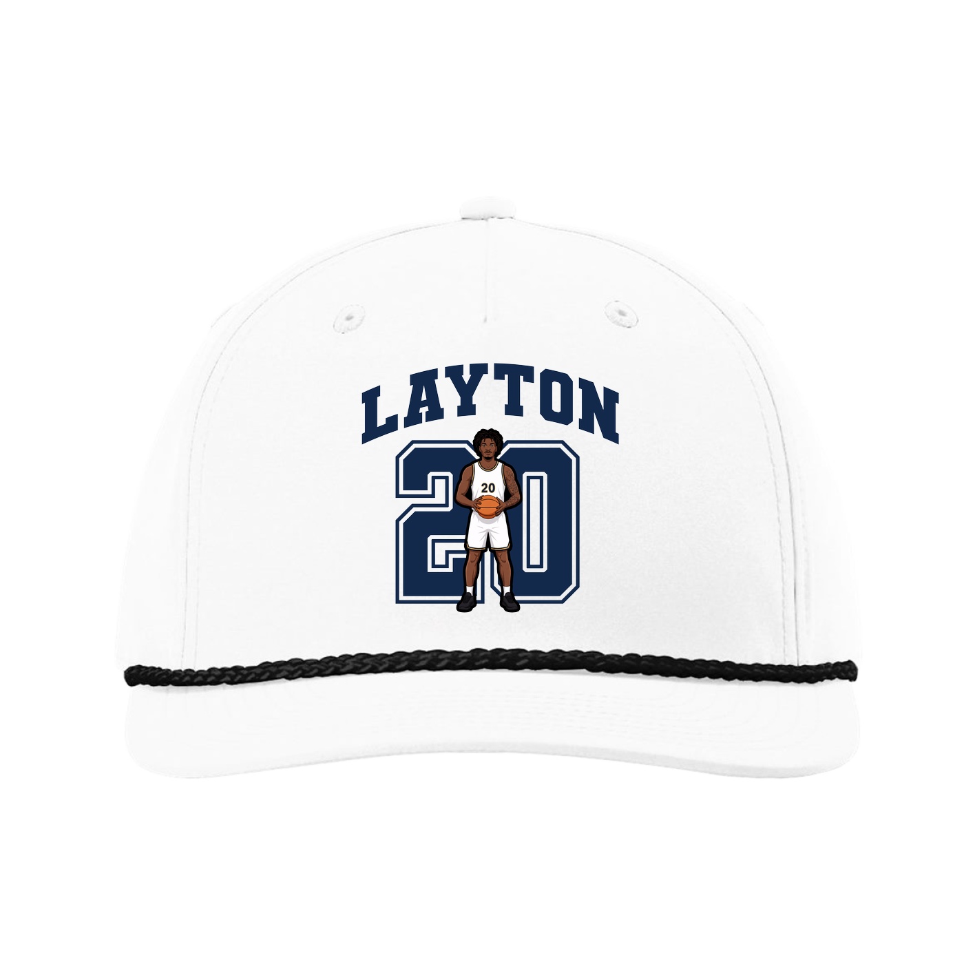Five-Panel Classic Rope Cap — Number in White