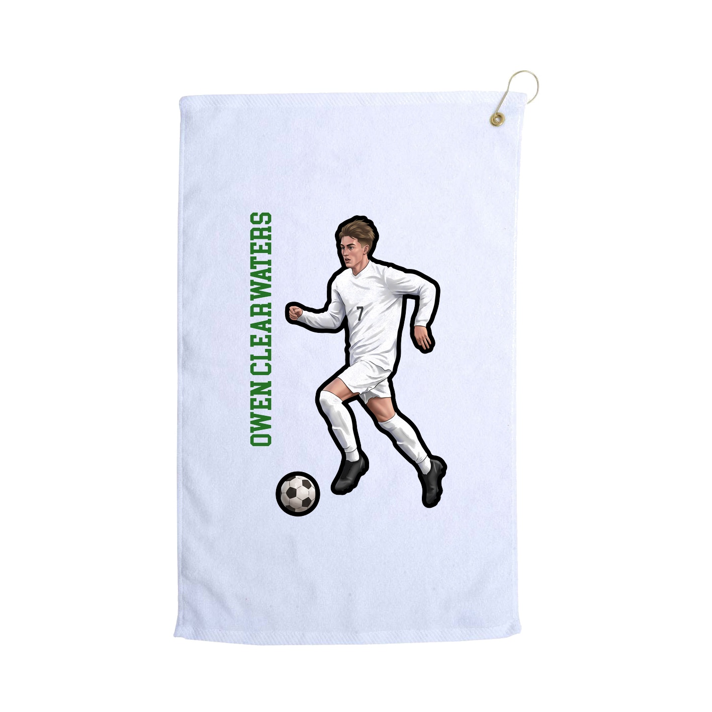 Golf Towel — Name Vertical in White