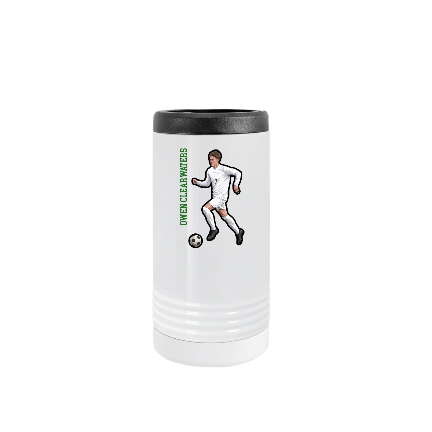 Slim Beverage Holder — Name Vertical in White