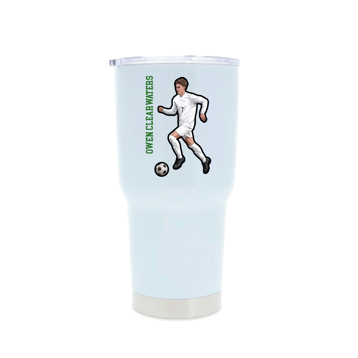 30oz Stainless Steel Tumbler — Name Vertical in White