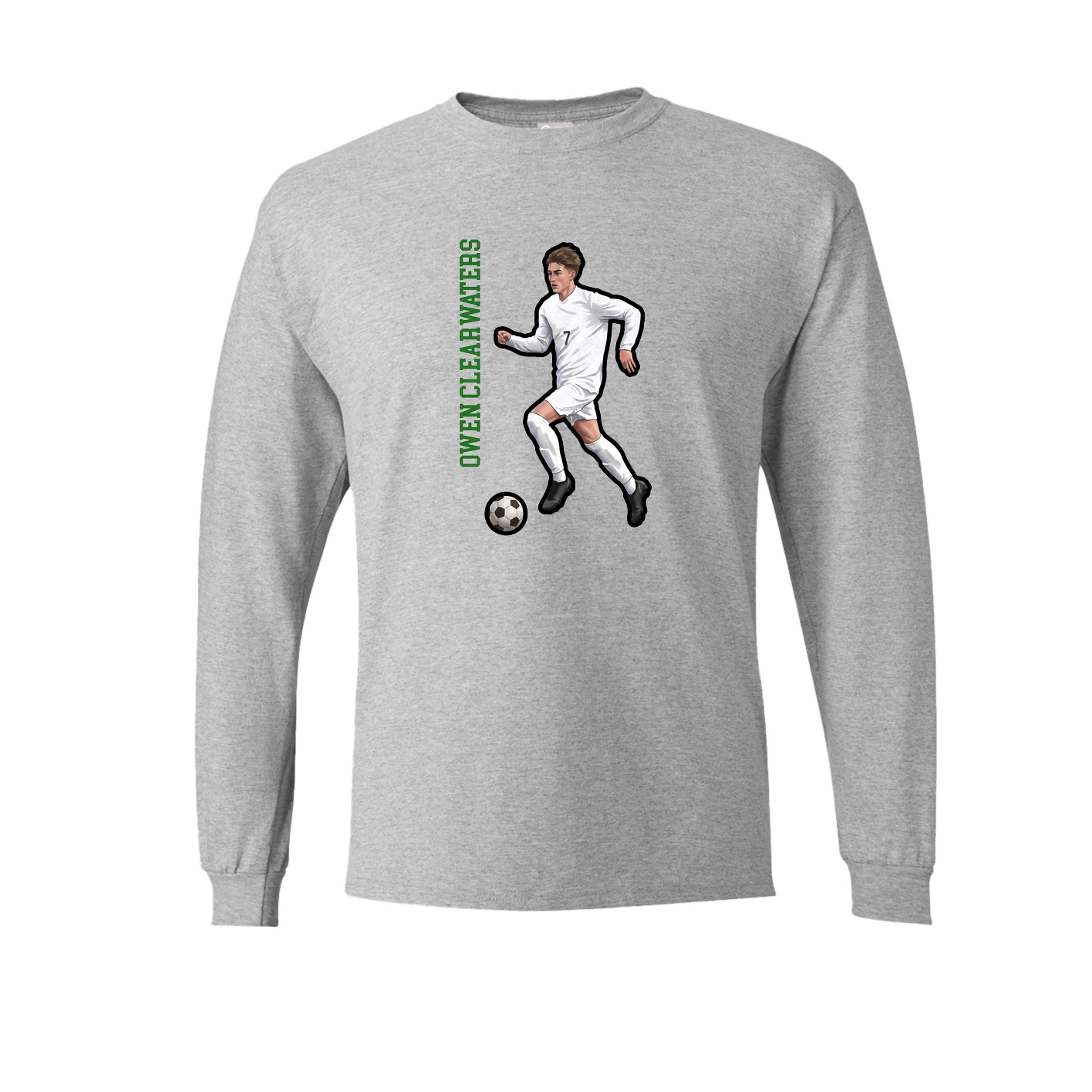 Long Sleeve Tee — Name Vertical in Grey