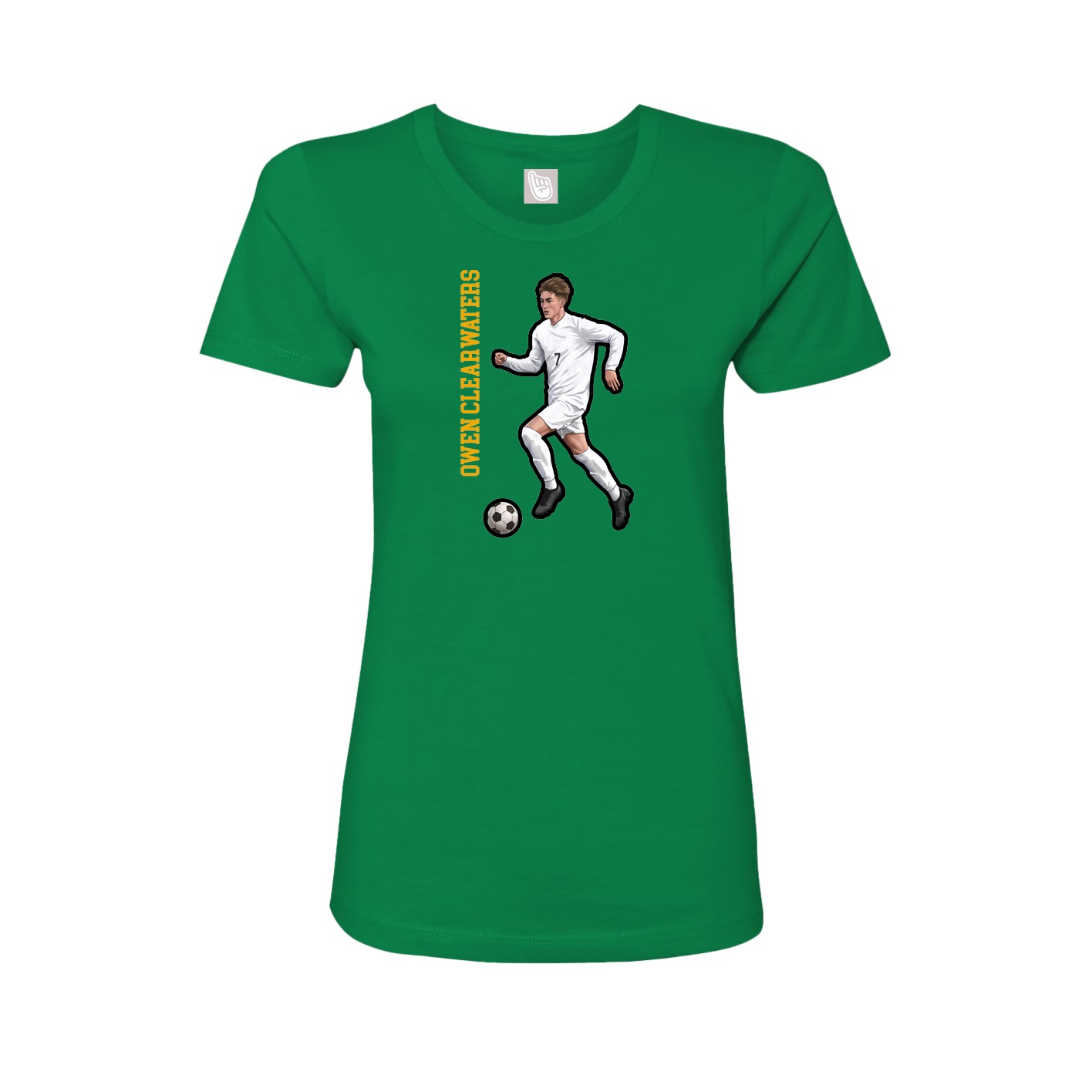 Fitted Women's Tee — Name Vertical in Green