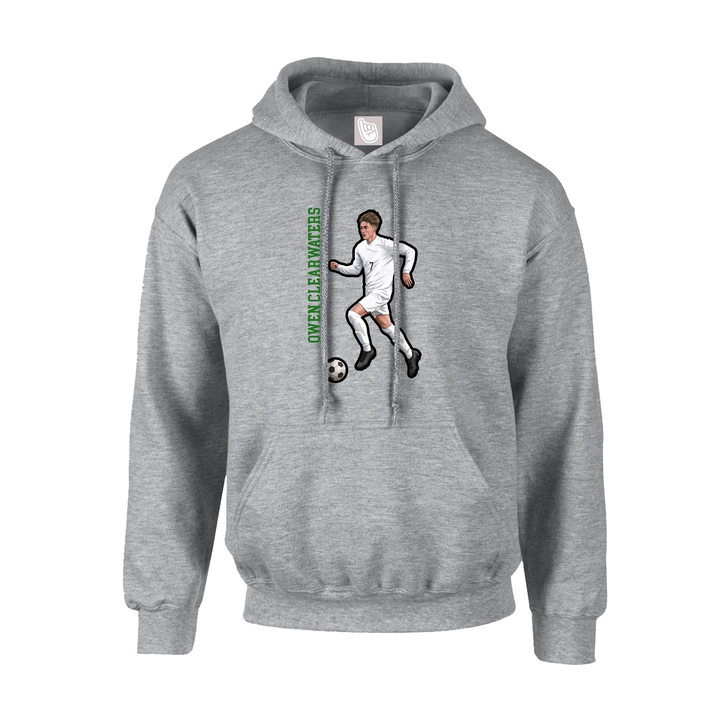 Youth Hoodie — Name Vertical in Grey