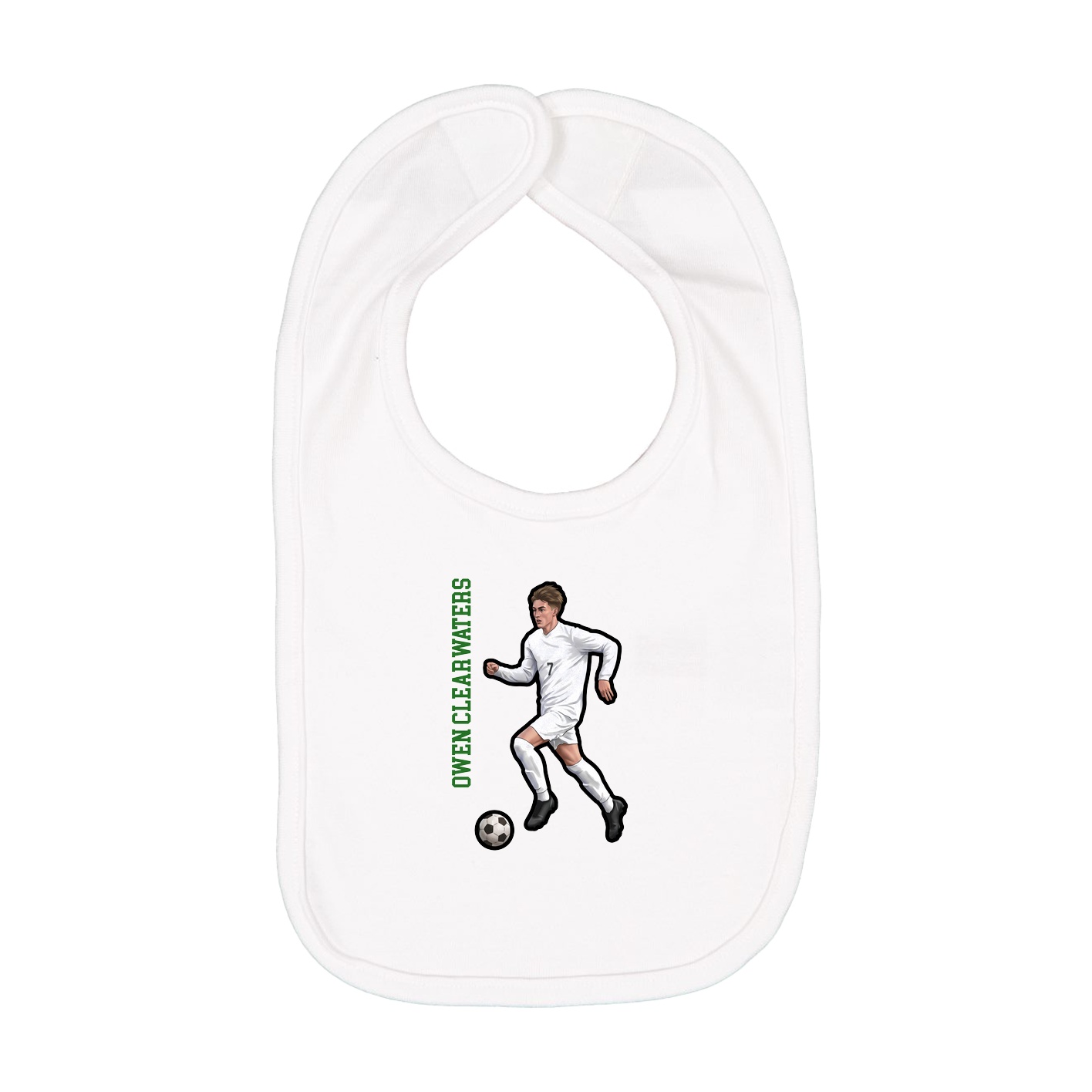 Infant Bib — Name Vertical in White