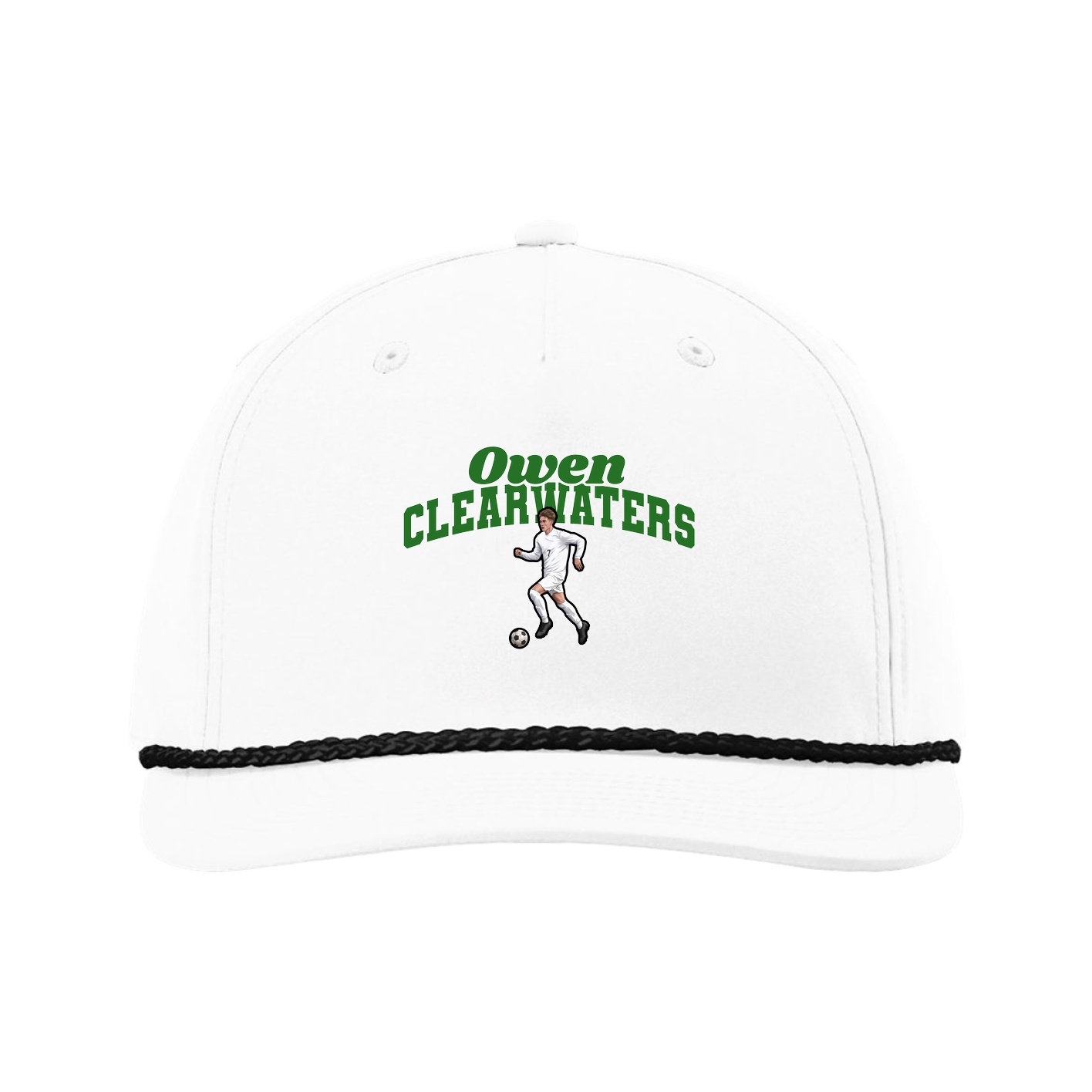 Five-Panel Classic Rope Cap — Signature Arch in White