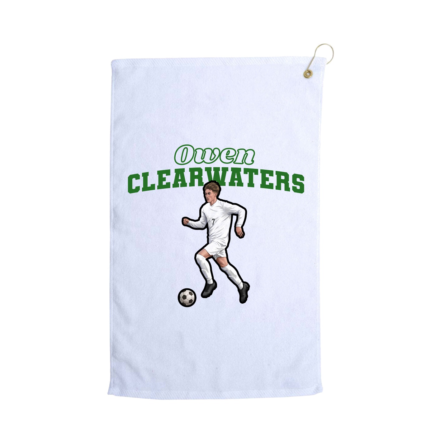 Golf Towel — Name Arch in White