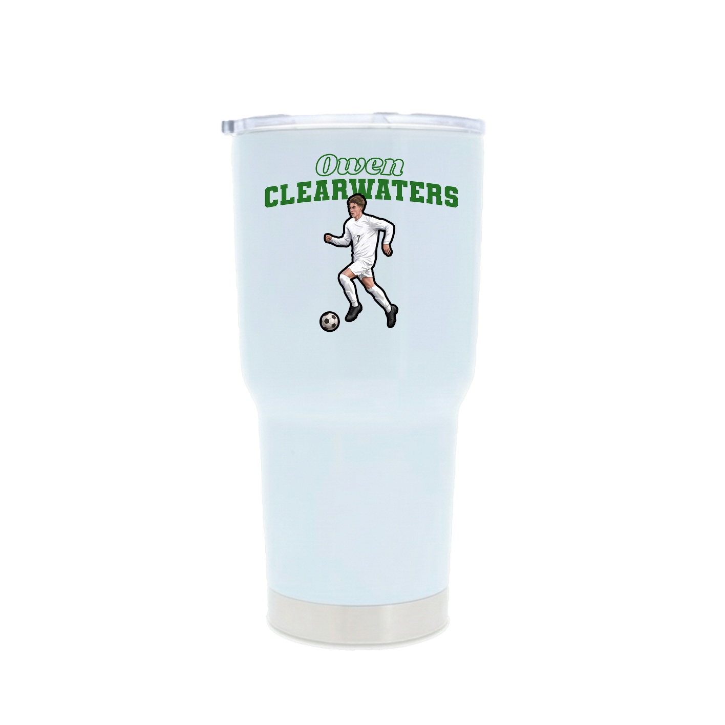 30oz Stainless Steel Tumbler — Name Arch in White