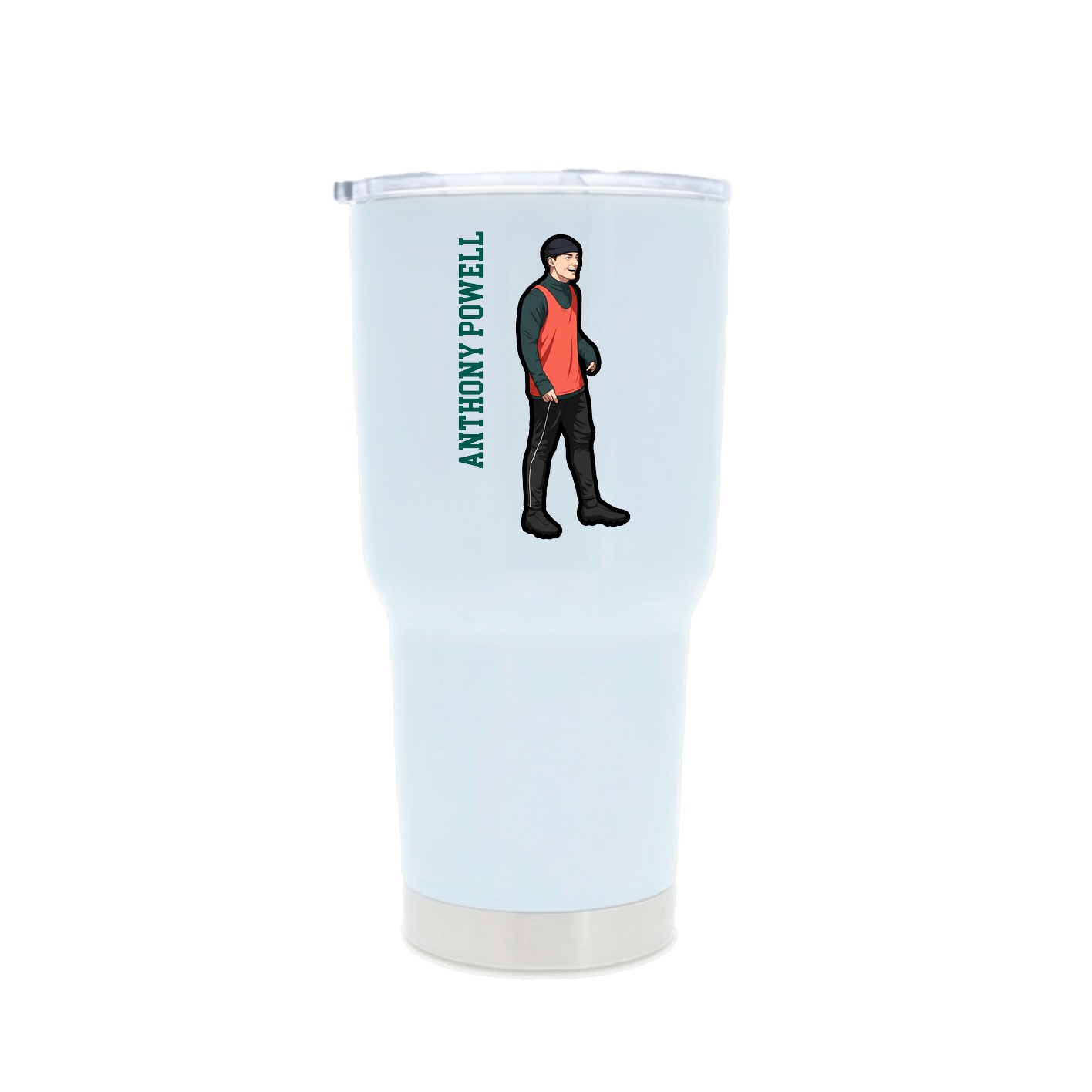 30oz Stainless Steel Tumbler — Name Vertical in White