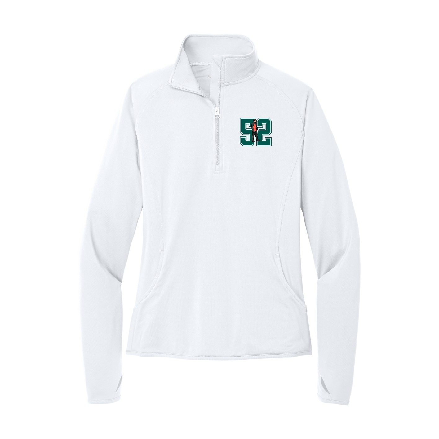 Women's Q-Zip Pullover — Number in White