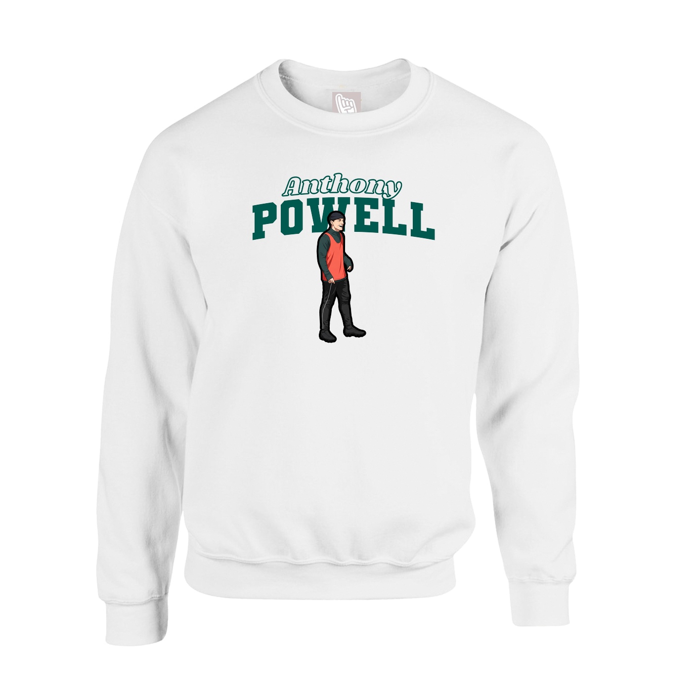 Fleece Crew — Name Arch in White