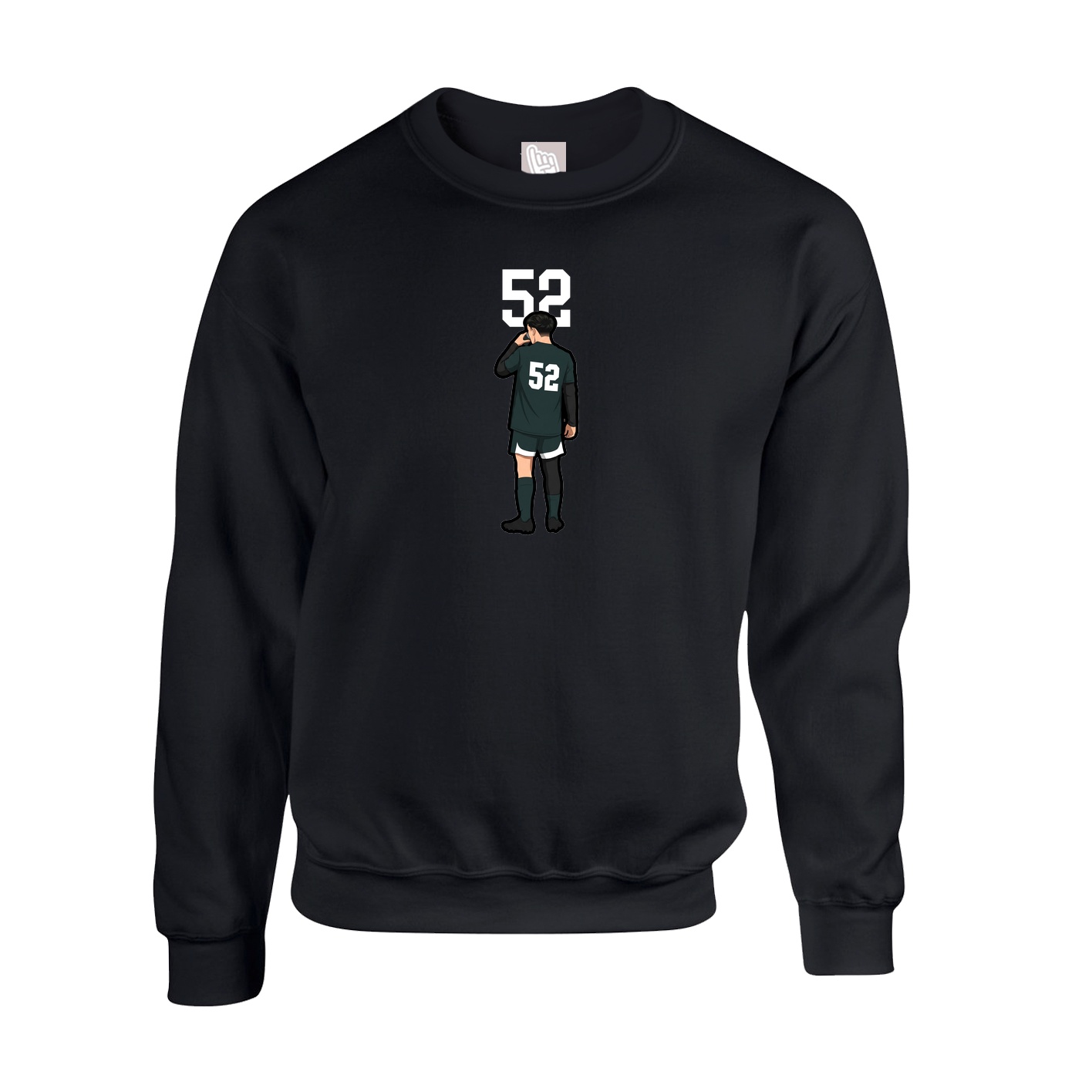 Fleece Crew — Number Top in Black
