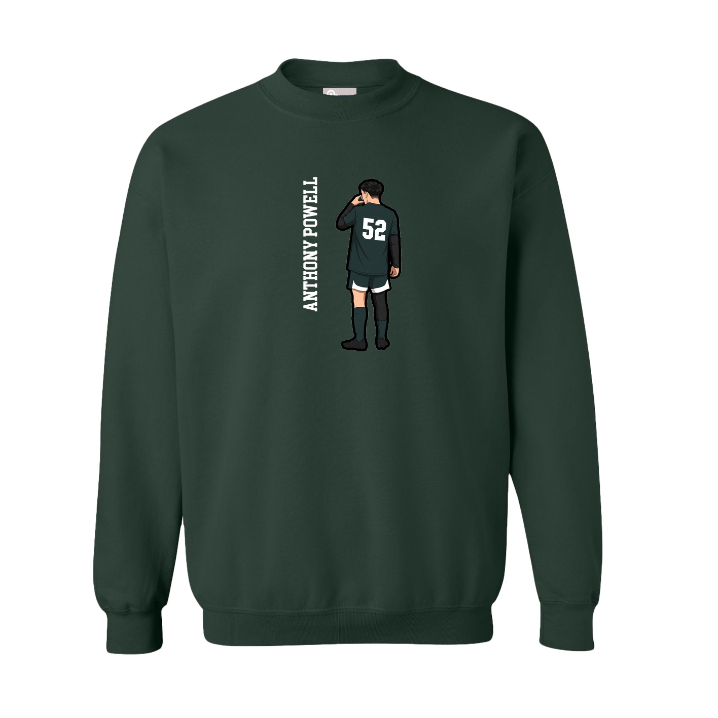 Fleece Crew — Name Vertical in Green