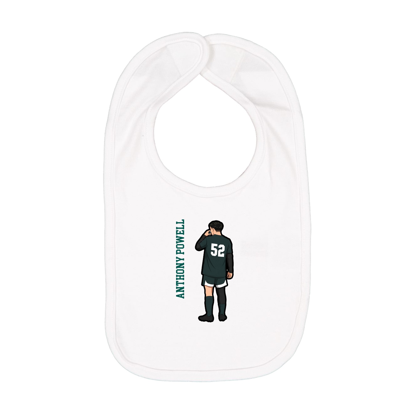 Infant Bib — Name Vertical in White