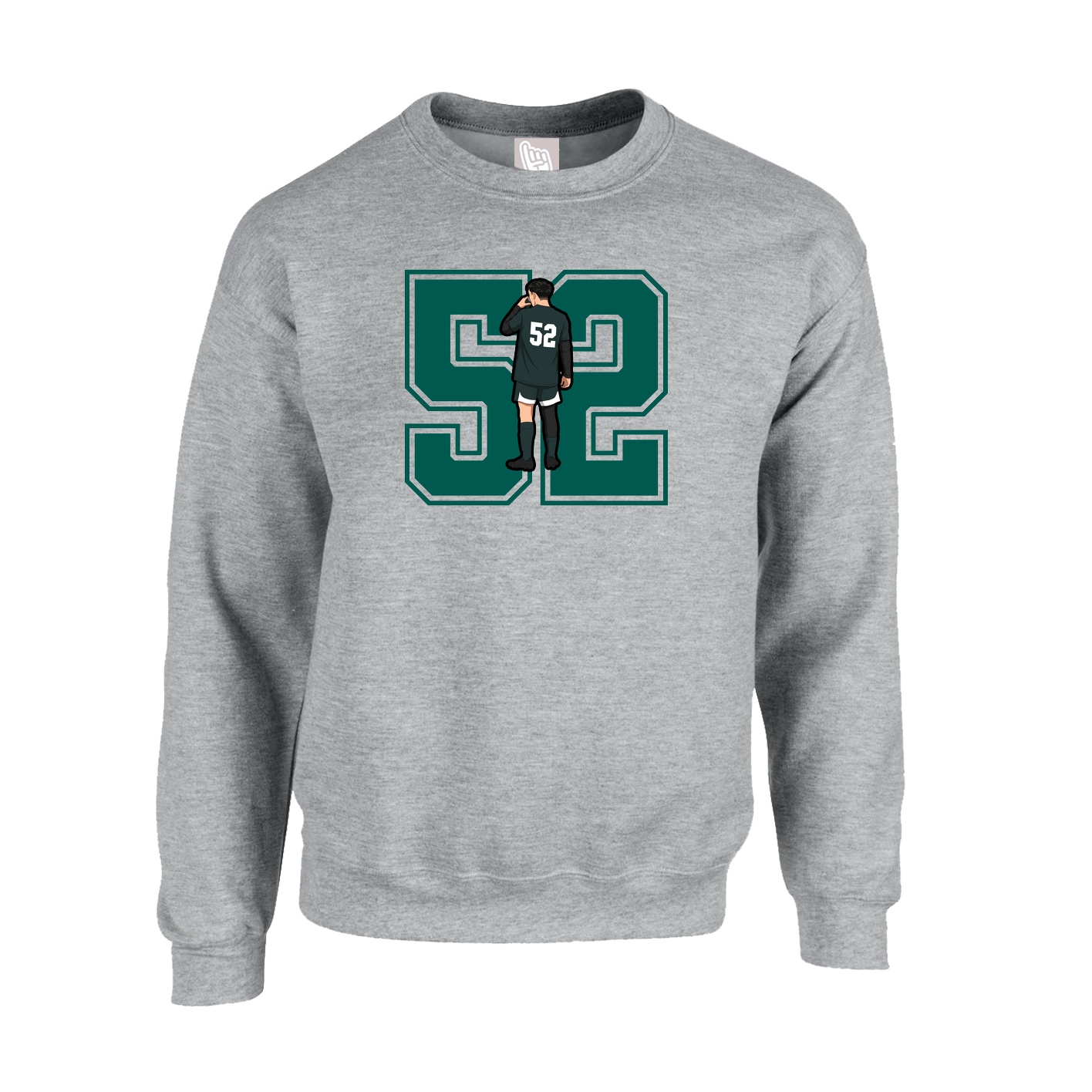 Fleece Crew — Number in Grey