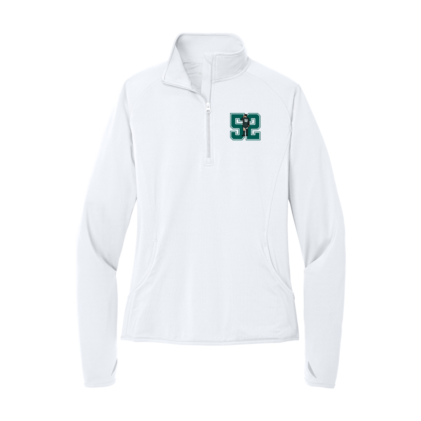 Women's Q-Zip Pullover — Number in White