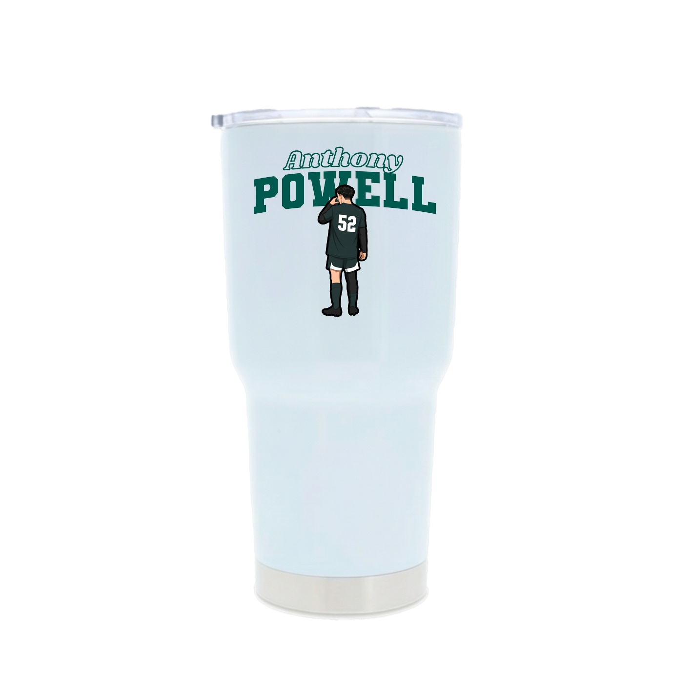 30oz Stainless Steel Tumbler — Name Arch in White