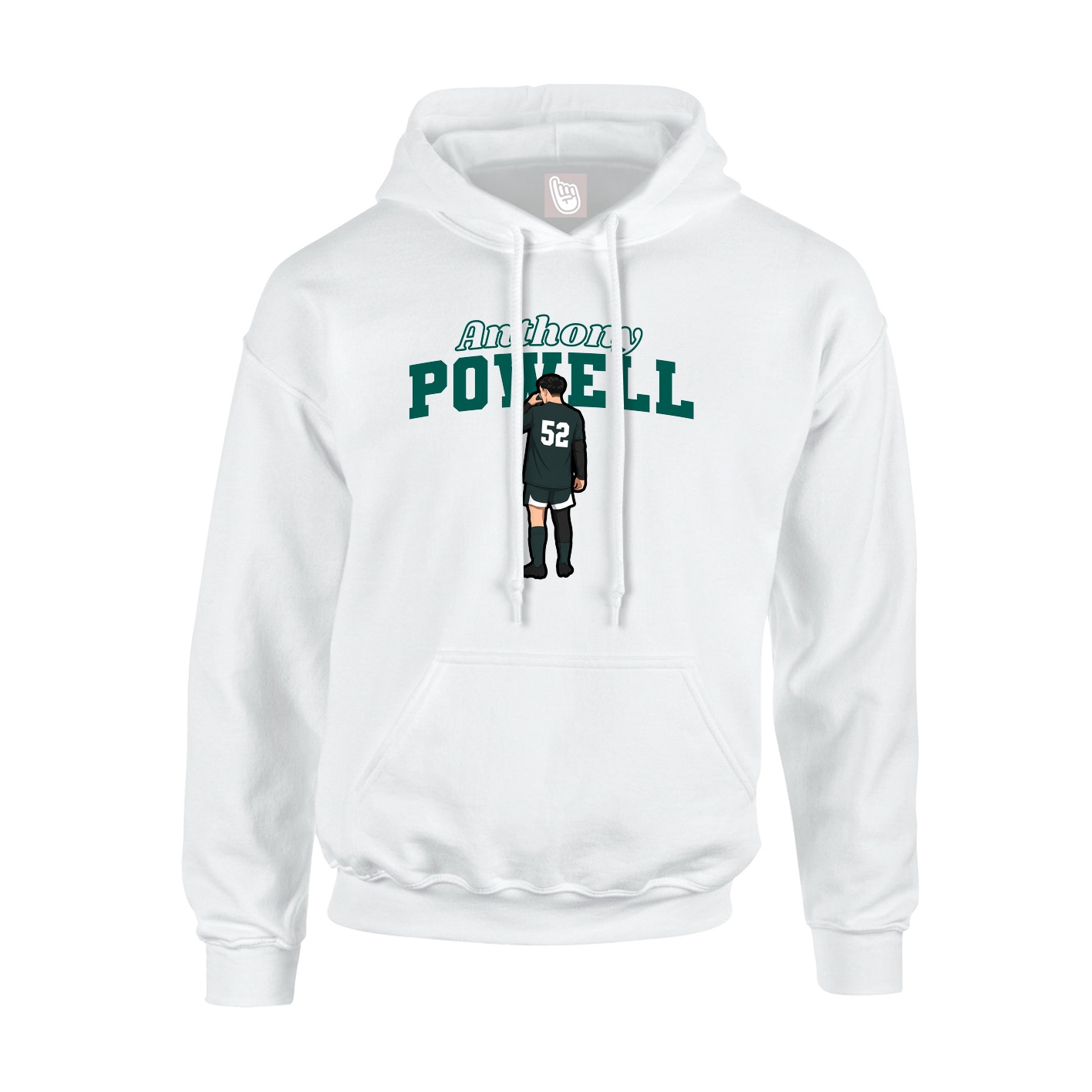 Youth Hoodie — Name Arch in White