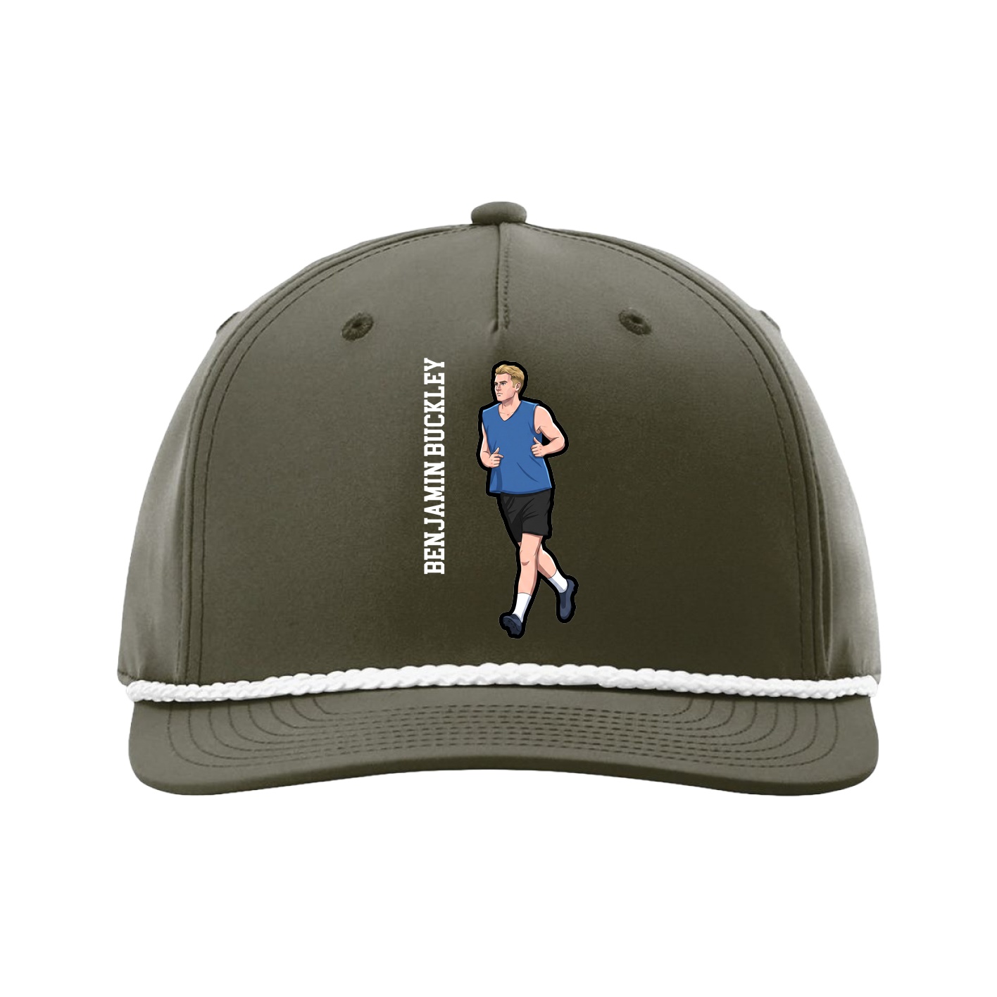 Five-Panel Classic Rope Cap — Name Vertical in Green