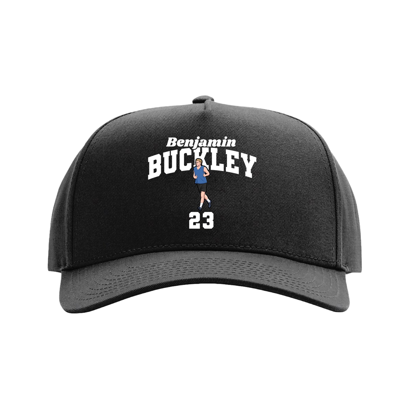 Full Fabric Five-Panel Champ Cap — Signature Arch in Black