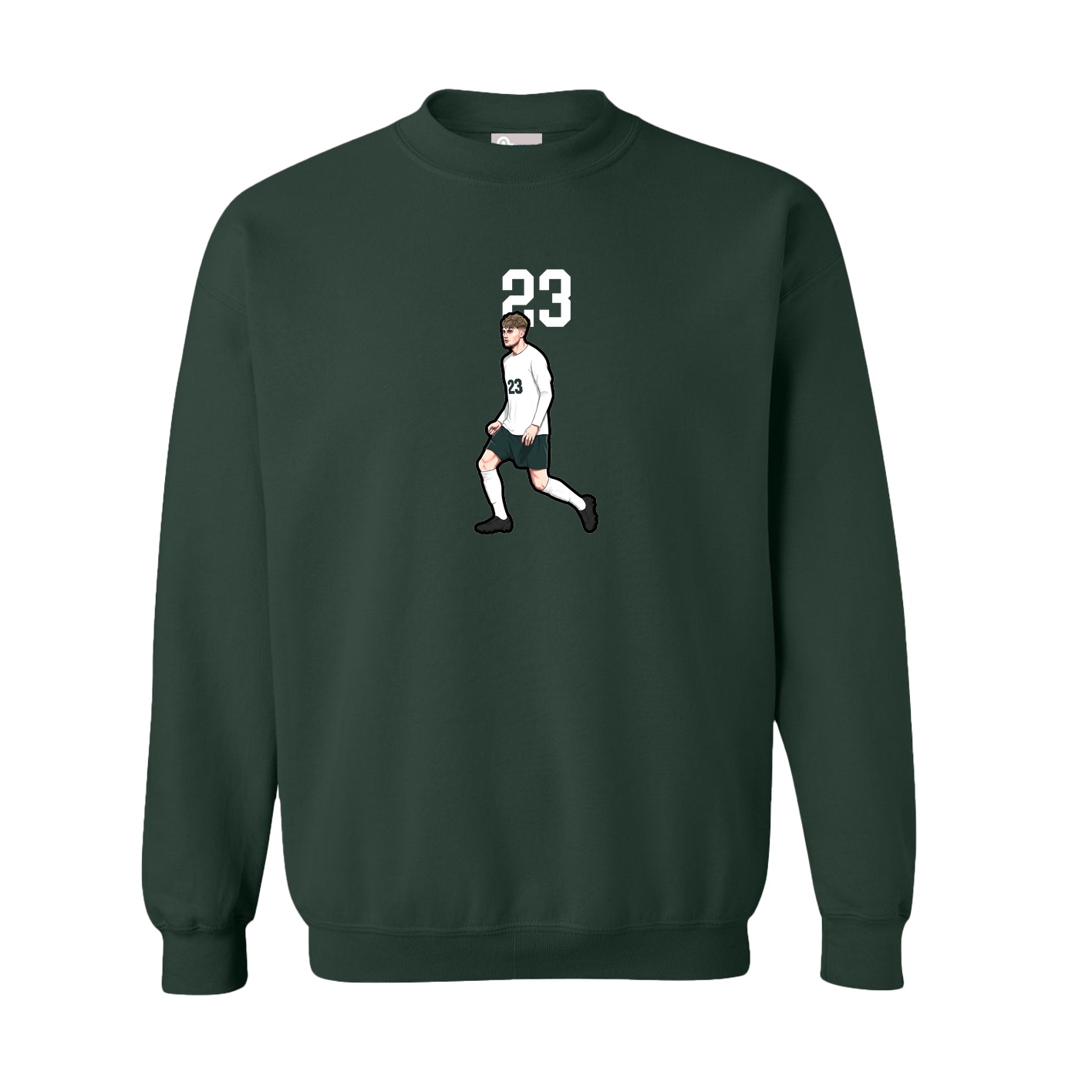 Fleece Crew — Number Top in Green