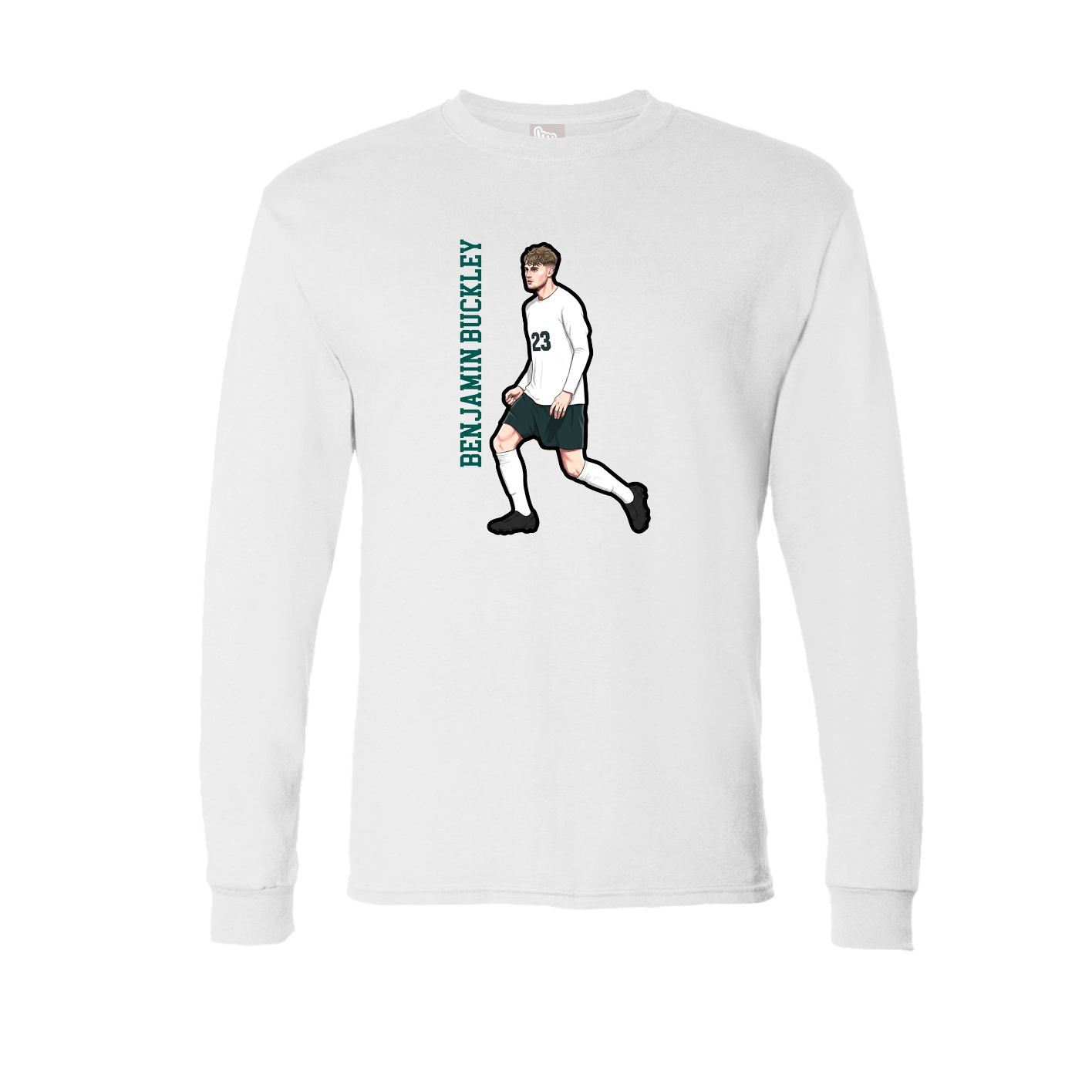 Long Sleeve Tee — Name Vertical in White