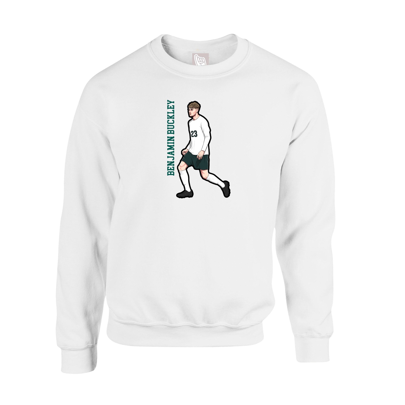 Fleece Crew — Name Vertical in White