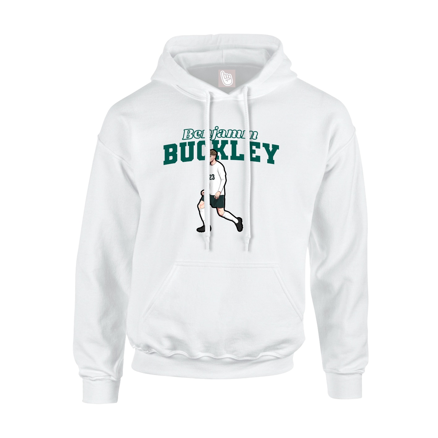 Youth Hoodie — Name Arch in White