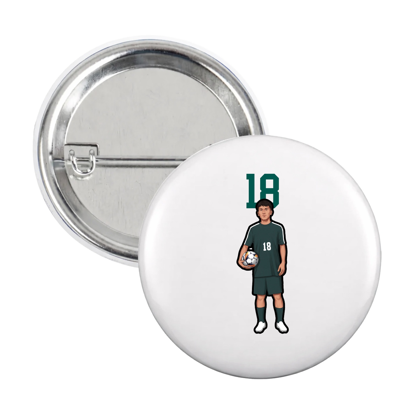 Game Day Button — Number Top in White