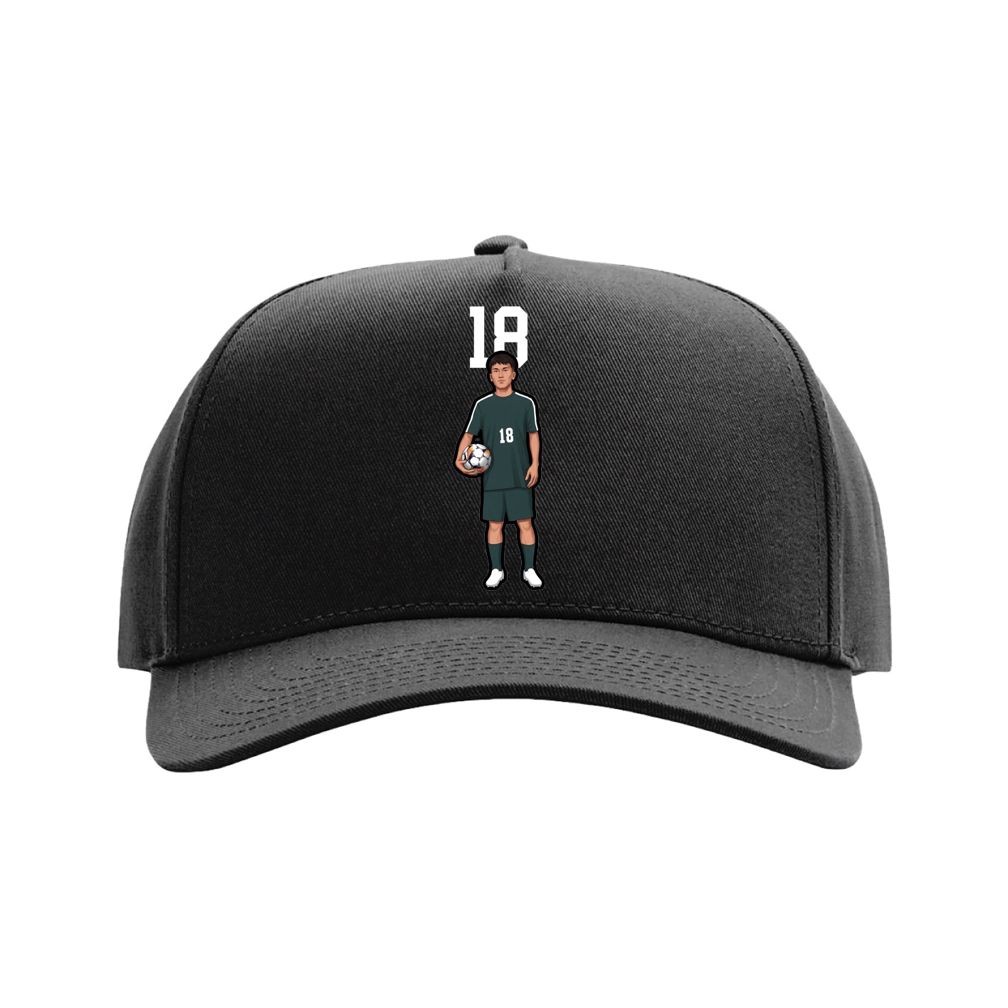 Full Fabric Five-Panel Champ Cap — Number Top in Black