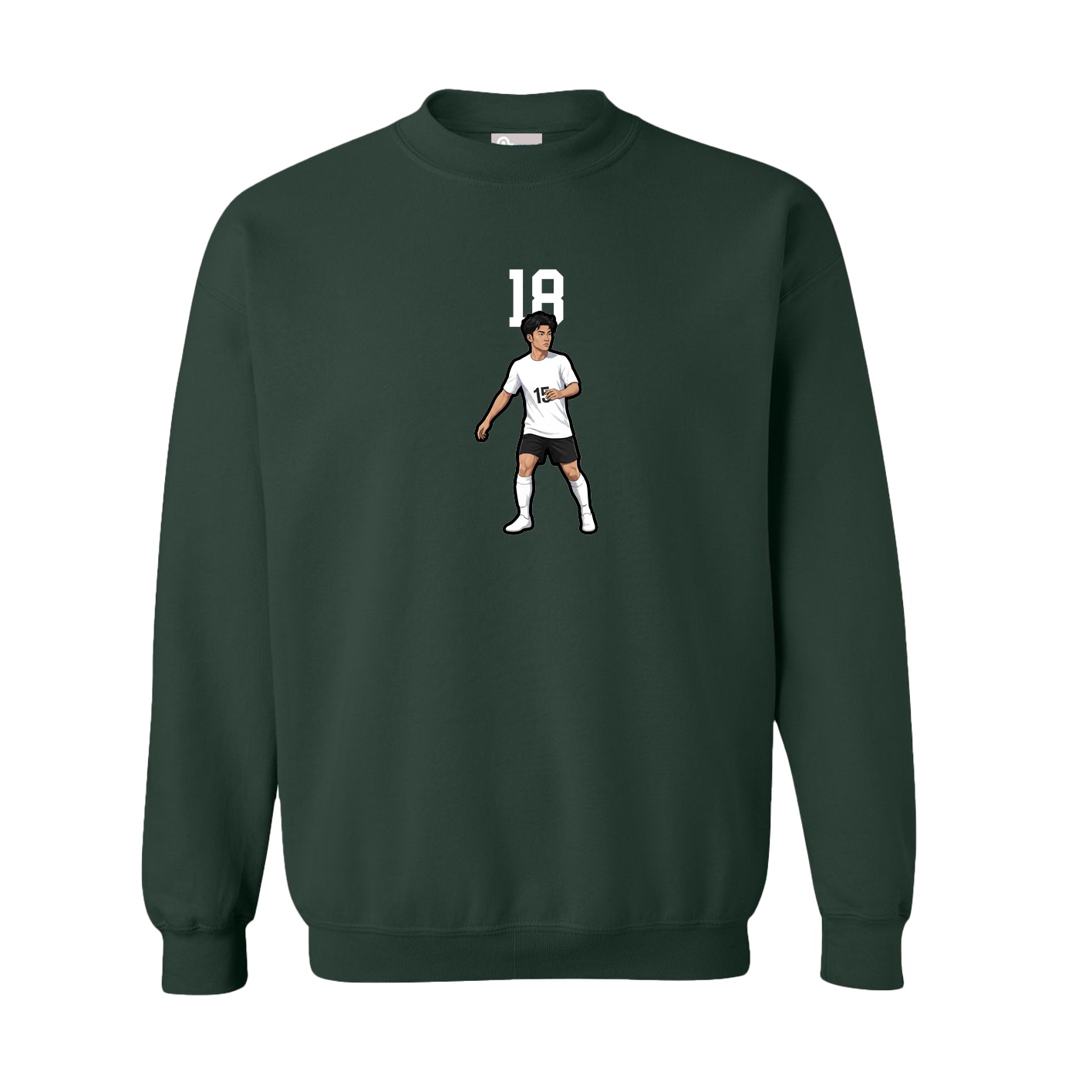 Fleece Crew — Number Top in Green