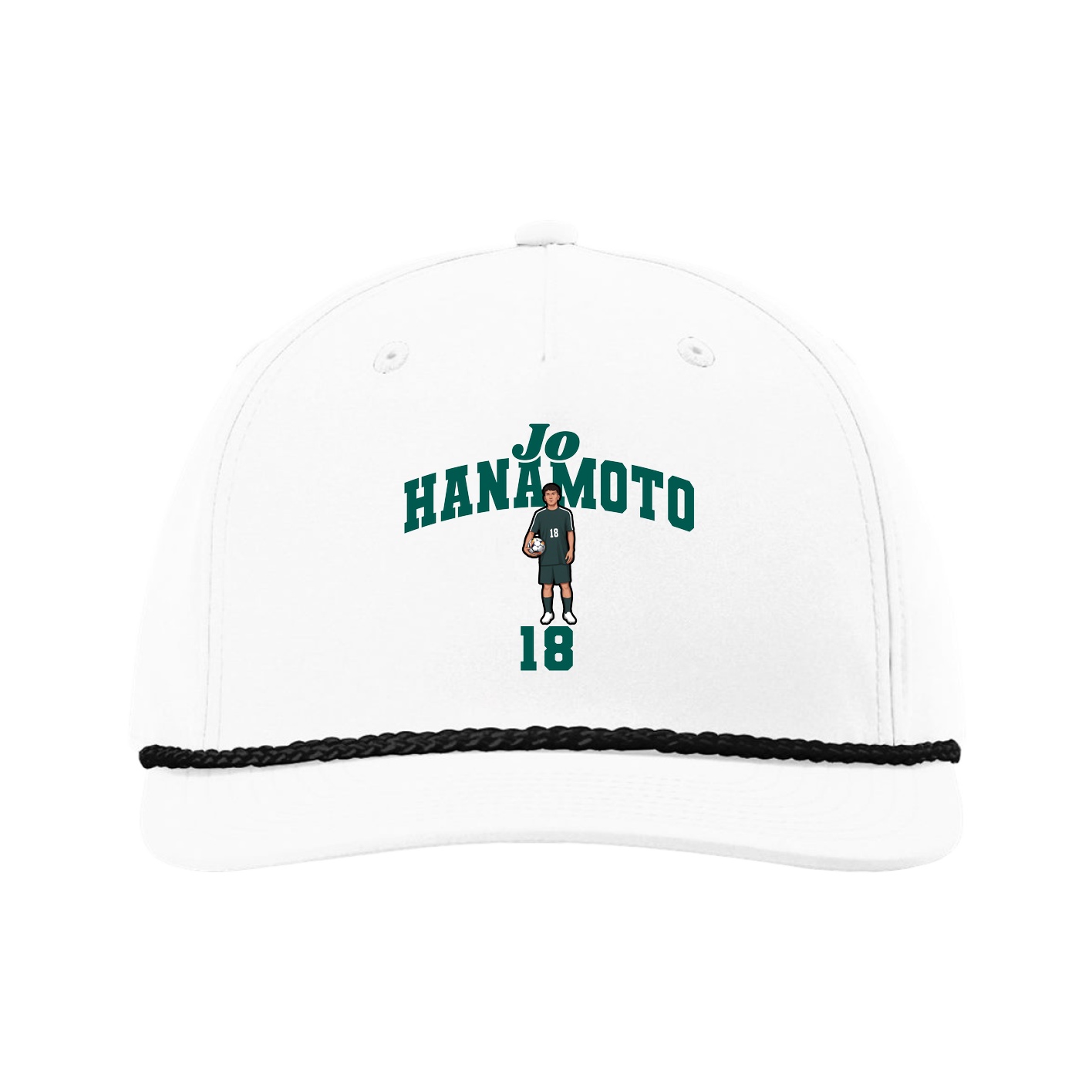 Five-Panel Classic Rope Cap — Signature Arch in White