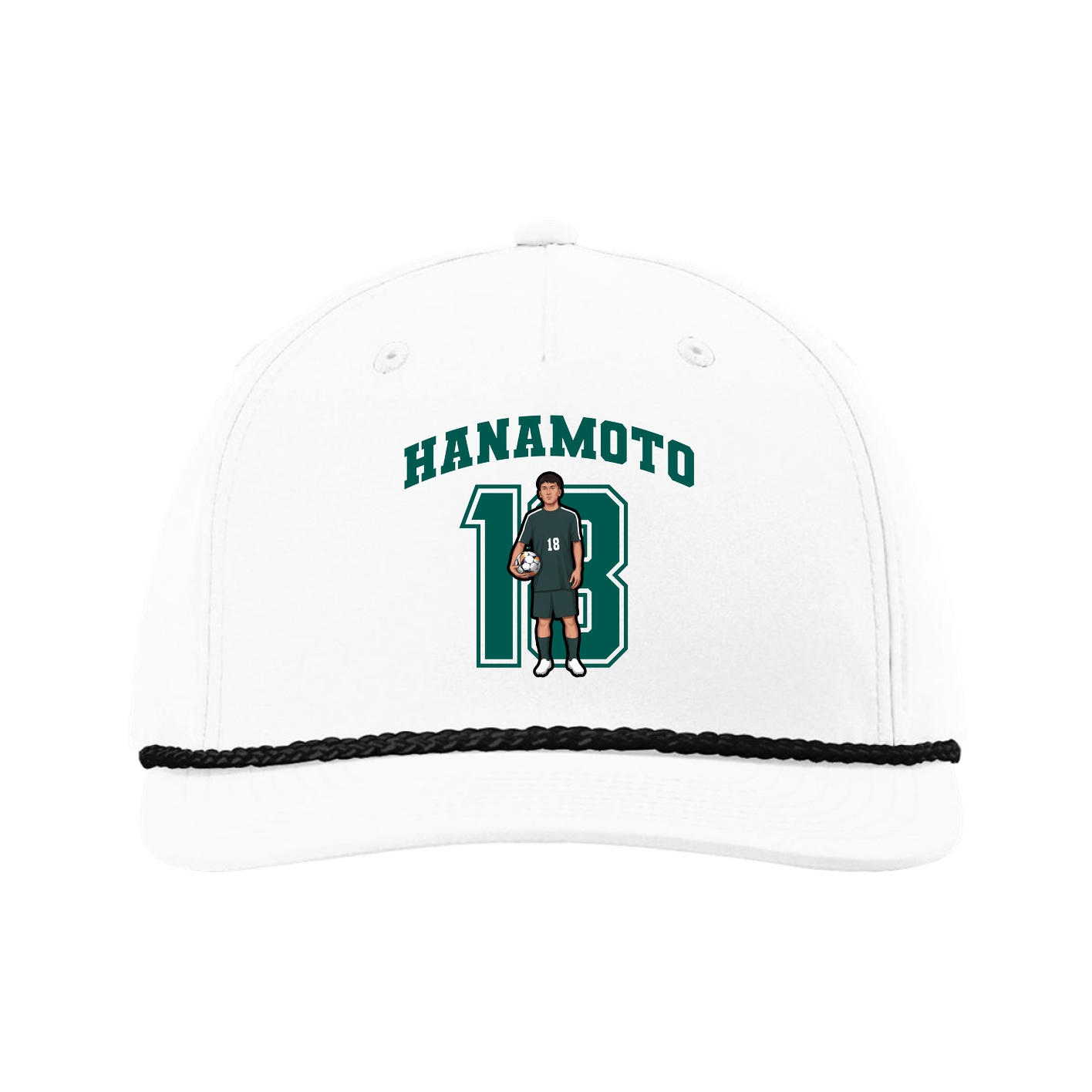 Five-Panel Classic Rope Cap — Number in White