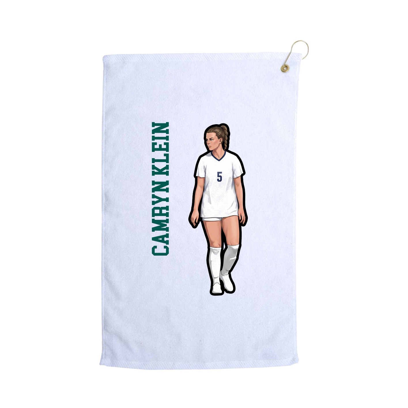 Golf Towel — Name Vertical in White