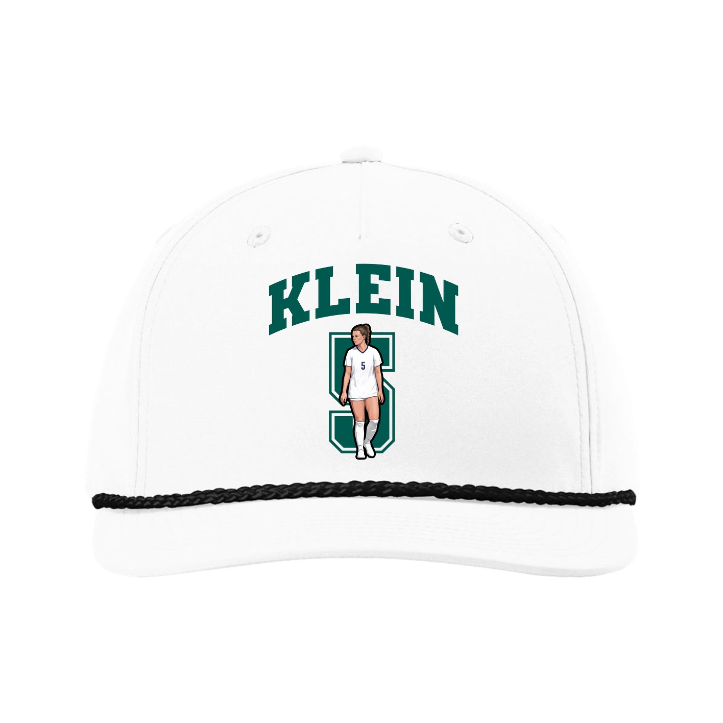 Five-Panel Classic Rope Cap — Number in White