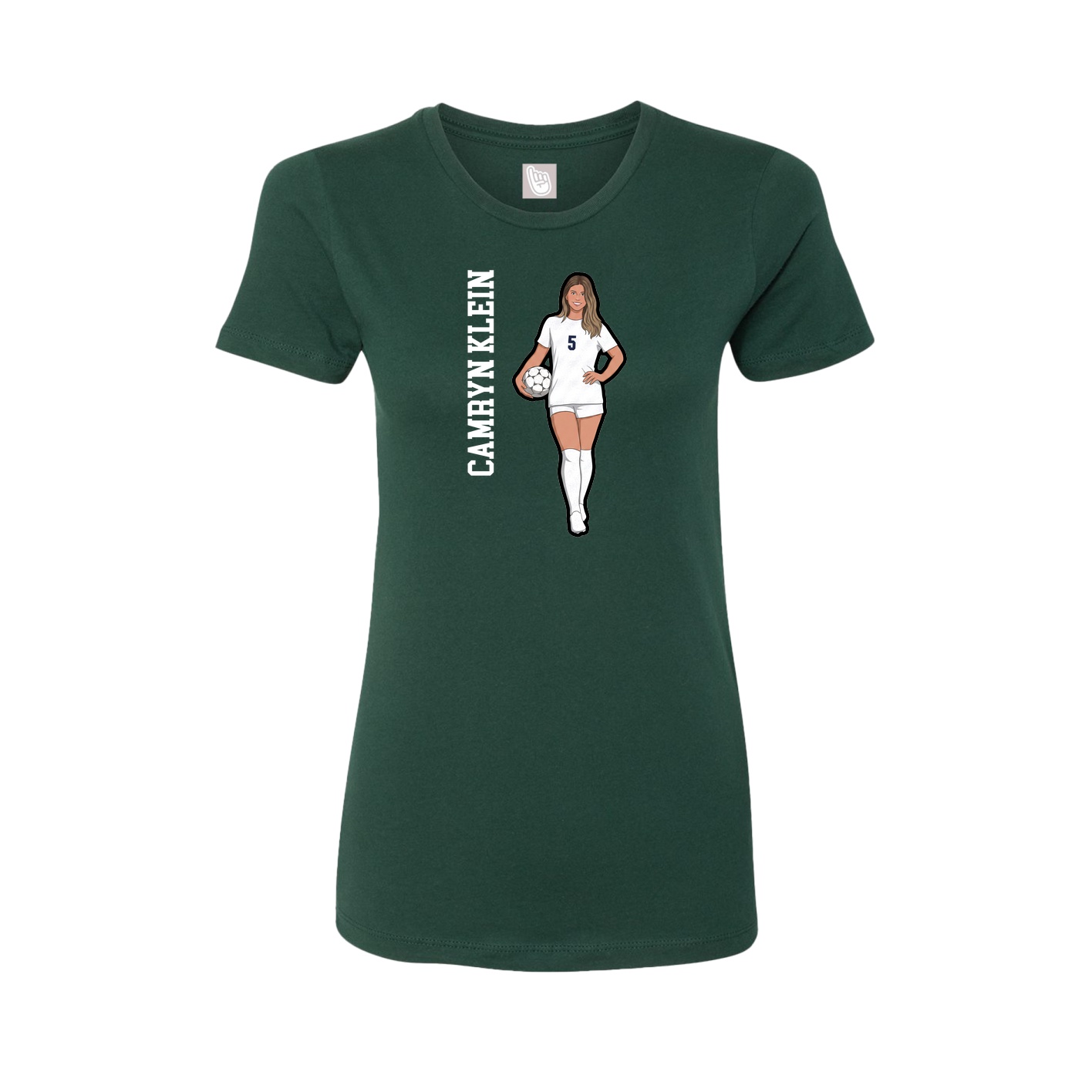 Fitted Women's Tee — Name Vertical in Green