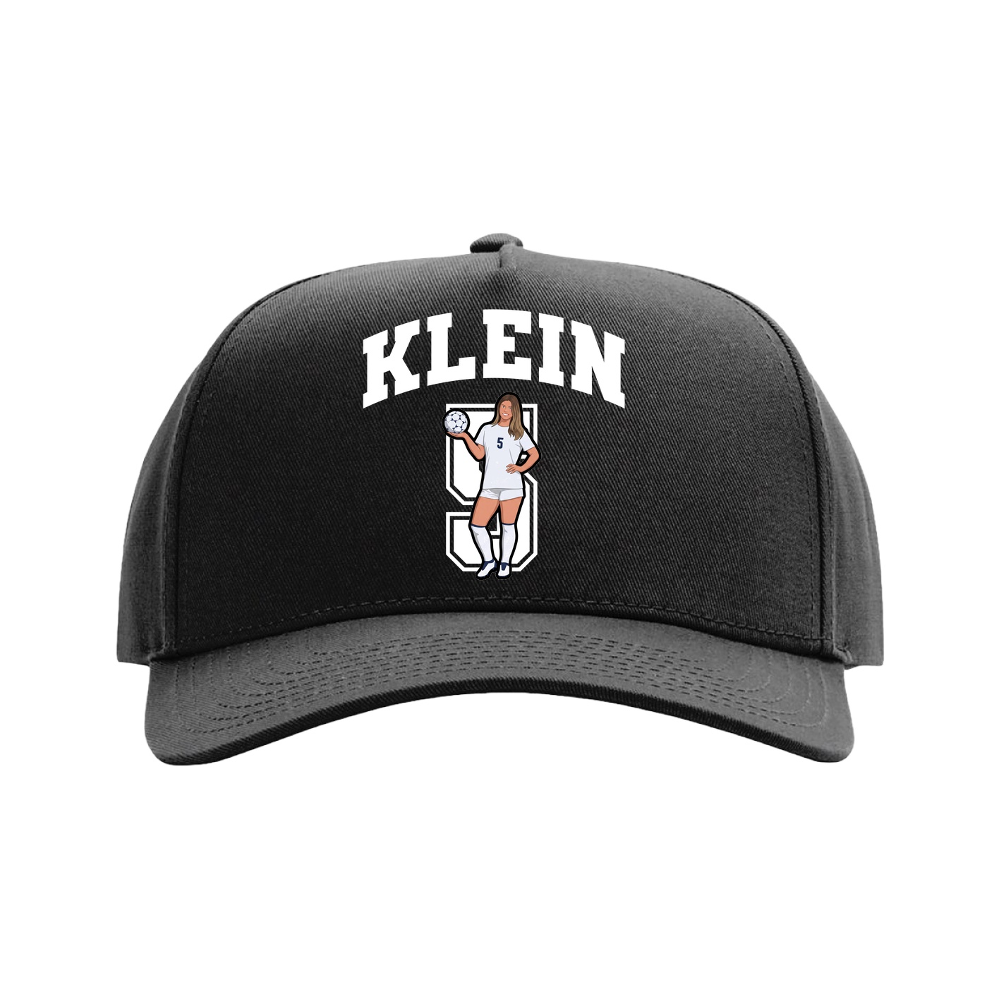 Full Fabric Five-Panel Champ Cap — Number in Black