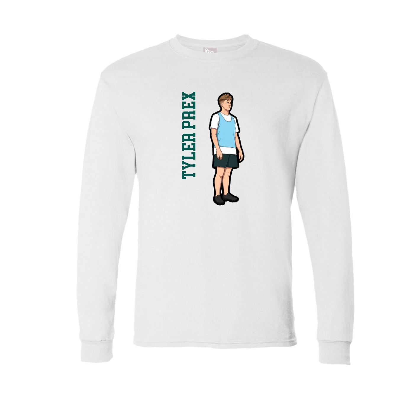 Long Sleeve Tee — Name Vertical in White