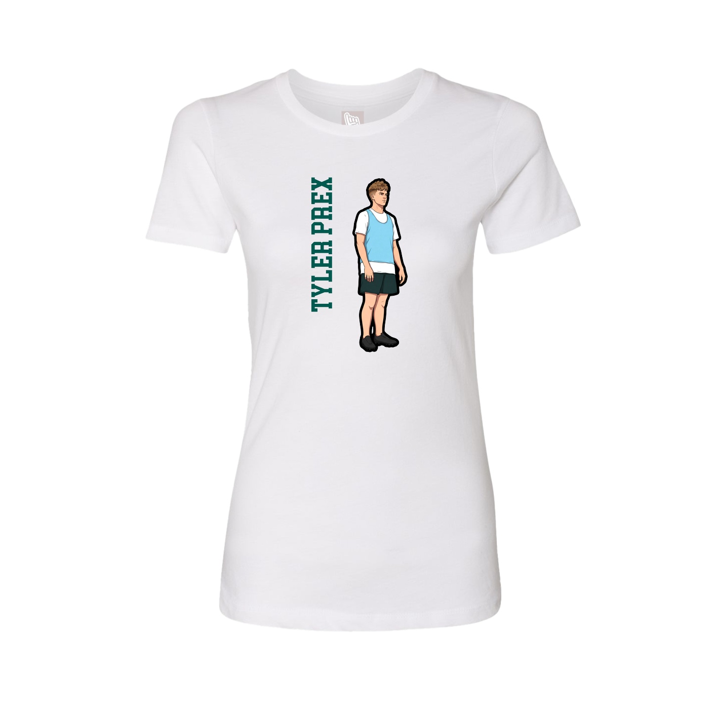 Fitted Women's Tee — Name Vertical in White