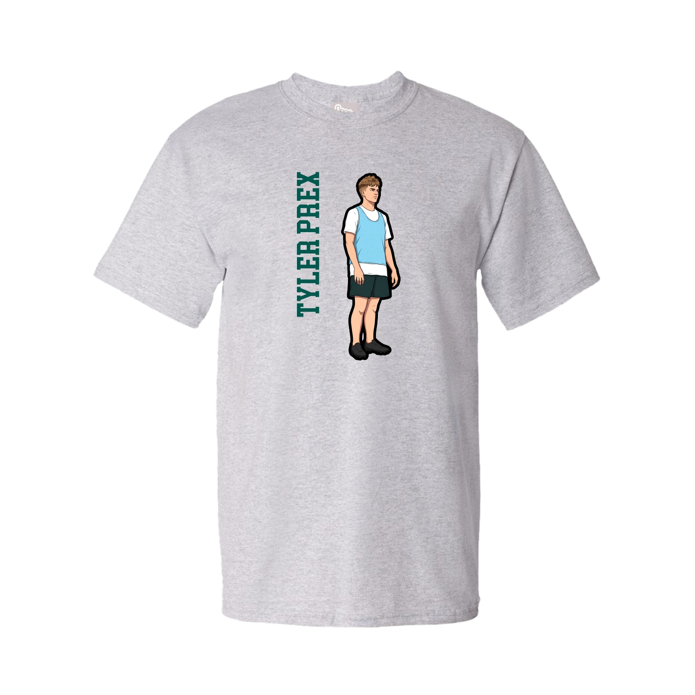 Youth Tee — Name Vertical in Grey