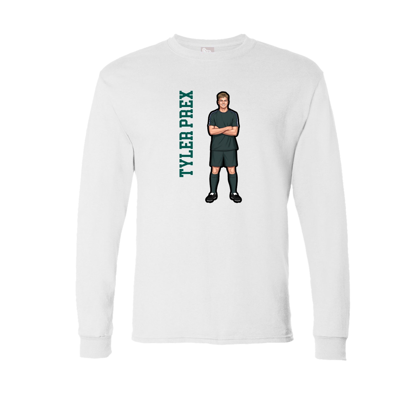 Long Sleeve Tee — Name Vertical in White