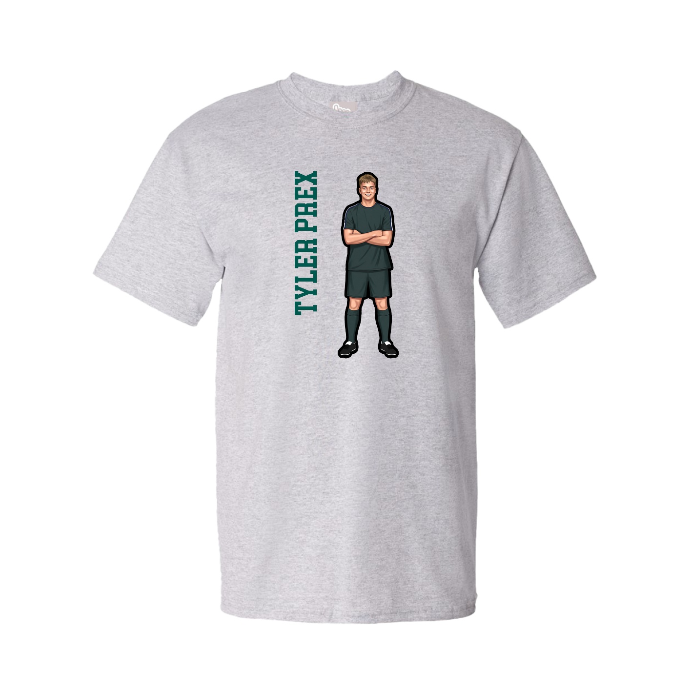 Youth Tee — Name Vertical in Grey