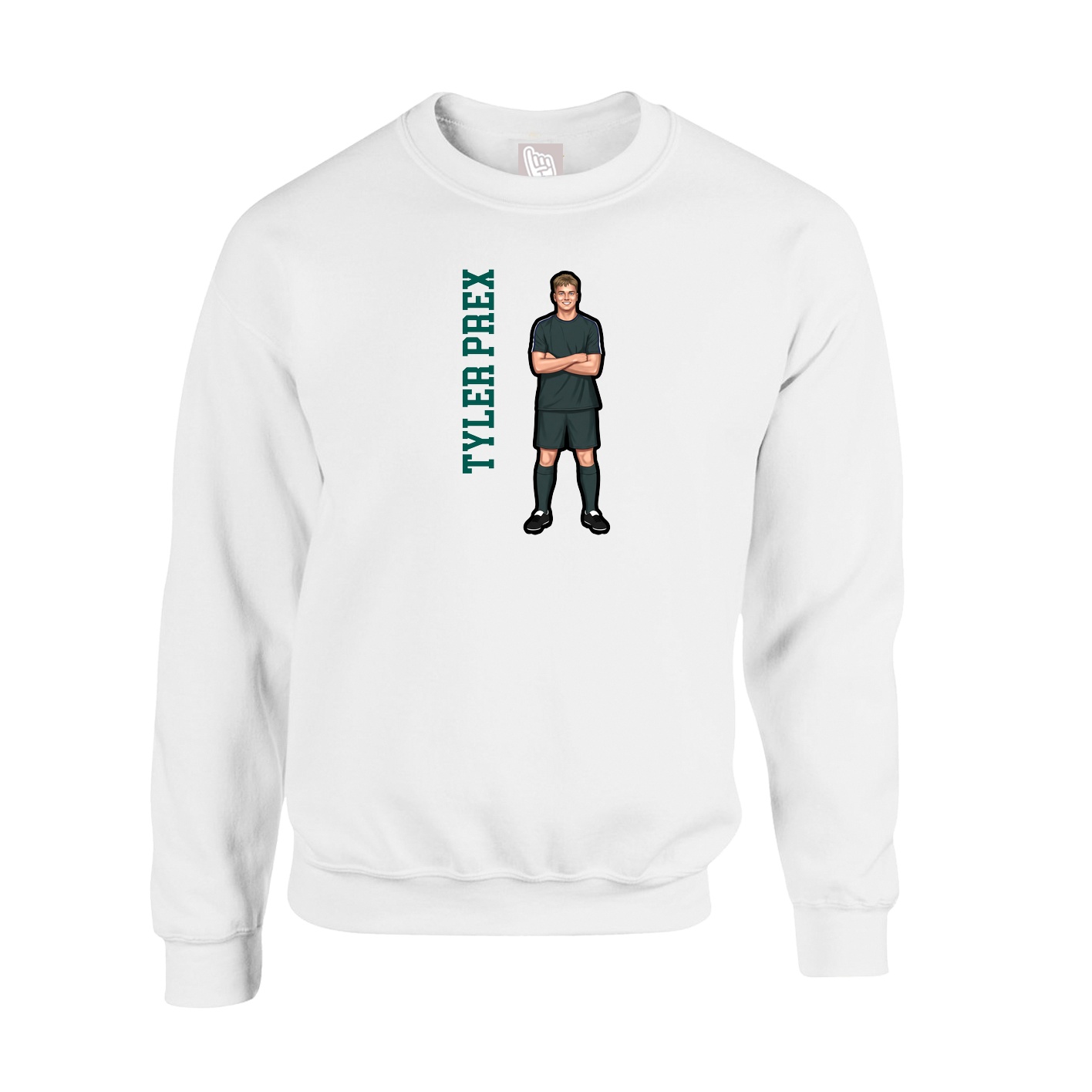 Fleece Crew — Name Vertical in White