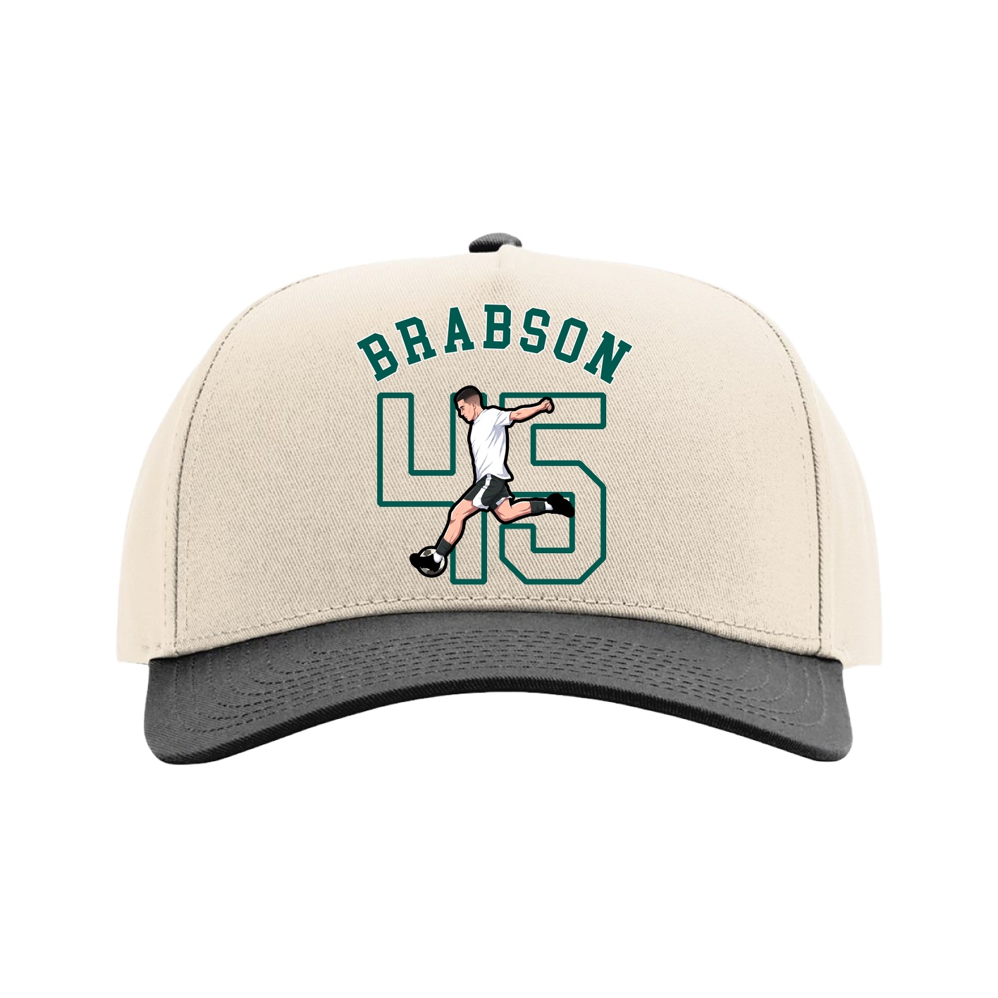 Full Fabric Five-Panel Champ Cap — Shirsey Arch in Cream/Black