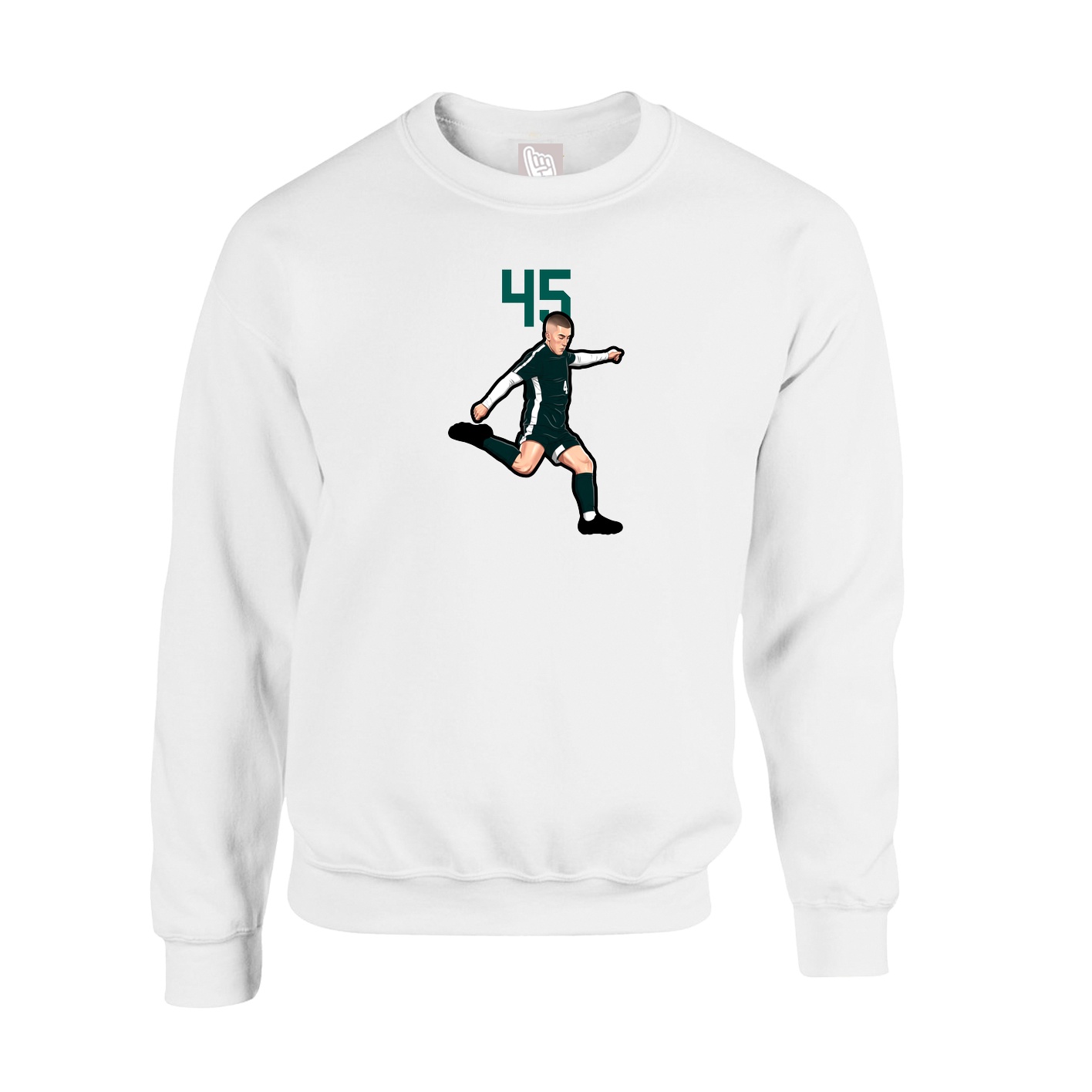 Fleece Crew — Number Top in White
