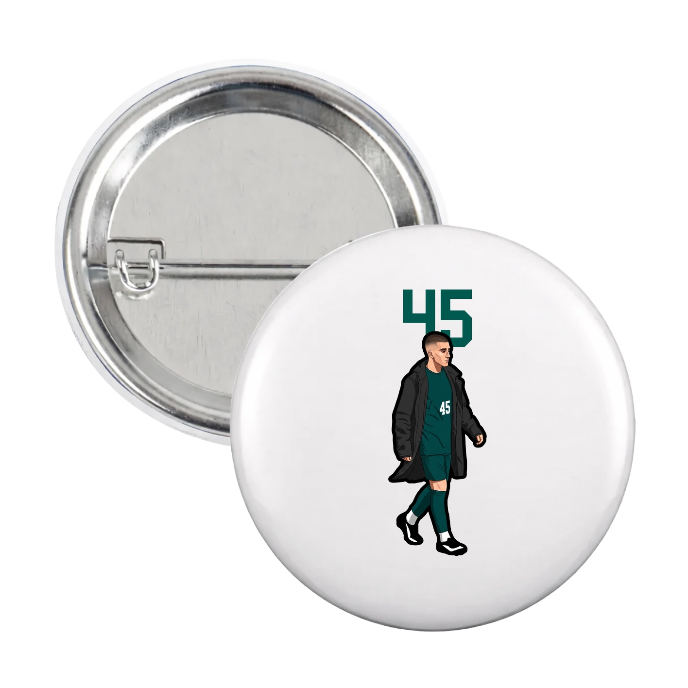 Game Day Button — Number Top in White