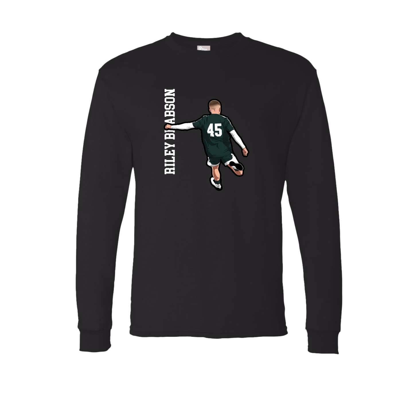 Long Sleeve Tee — Name Vertical in Black