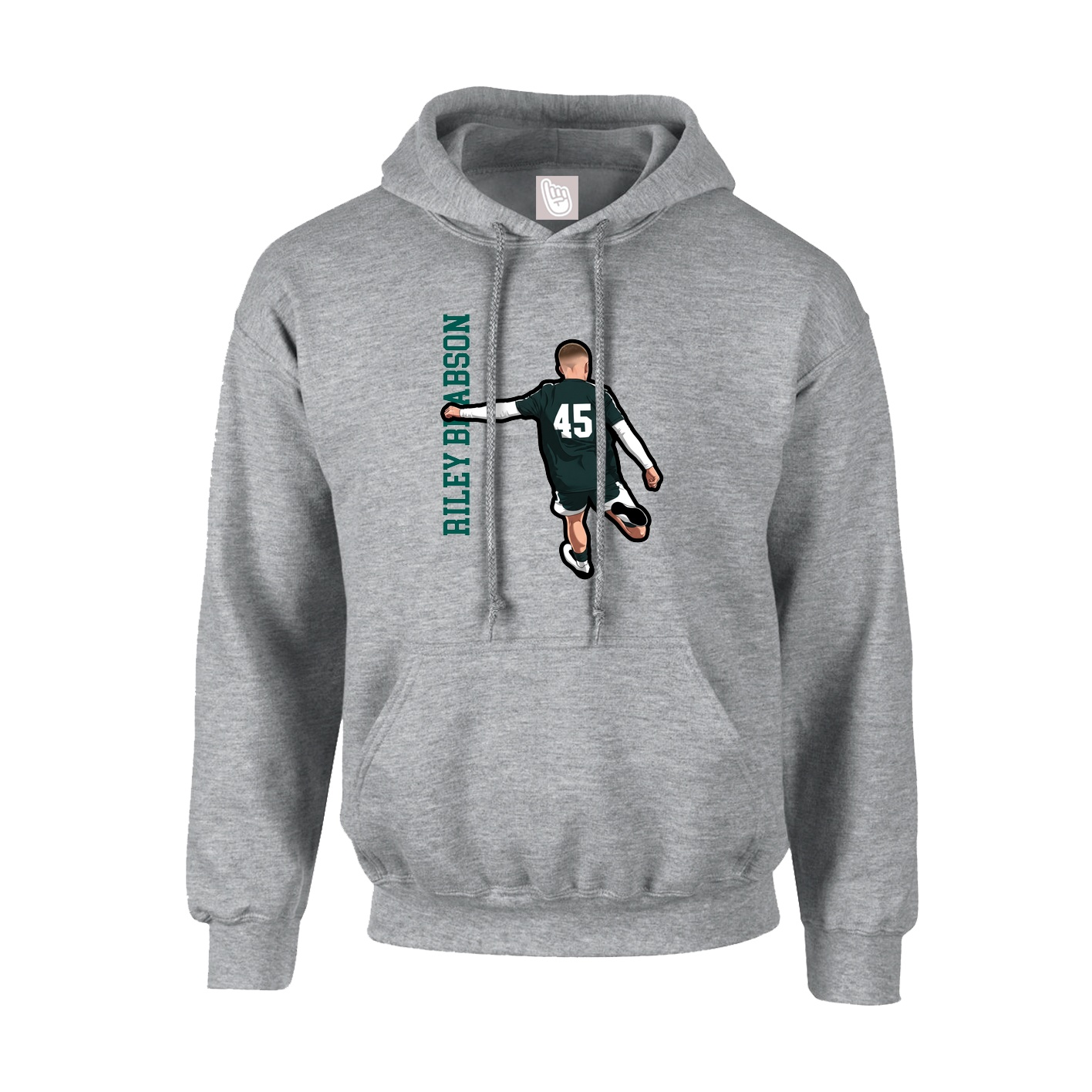 Hoodie — Name Vertical in Grey